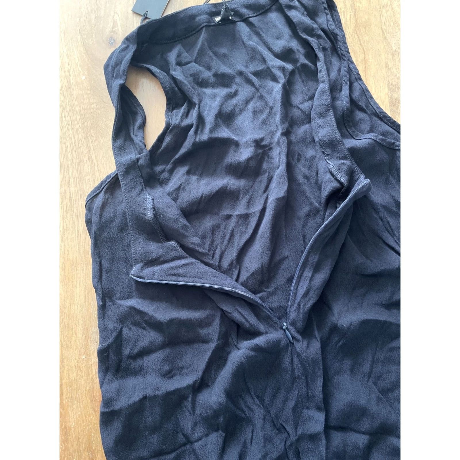 MONROW Monrow One-Piece Jumpsuit Women Medium Black Sleeveless Rayon Zip Pockets Casual Travel Modern City Designer Cotton Free Returns Size 32" / US 10 / IT 46 - 6 Thumbnail