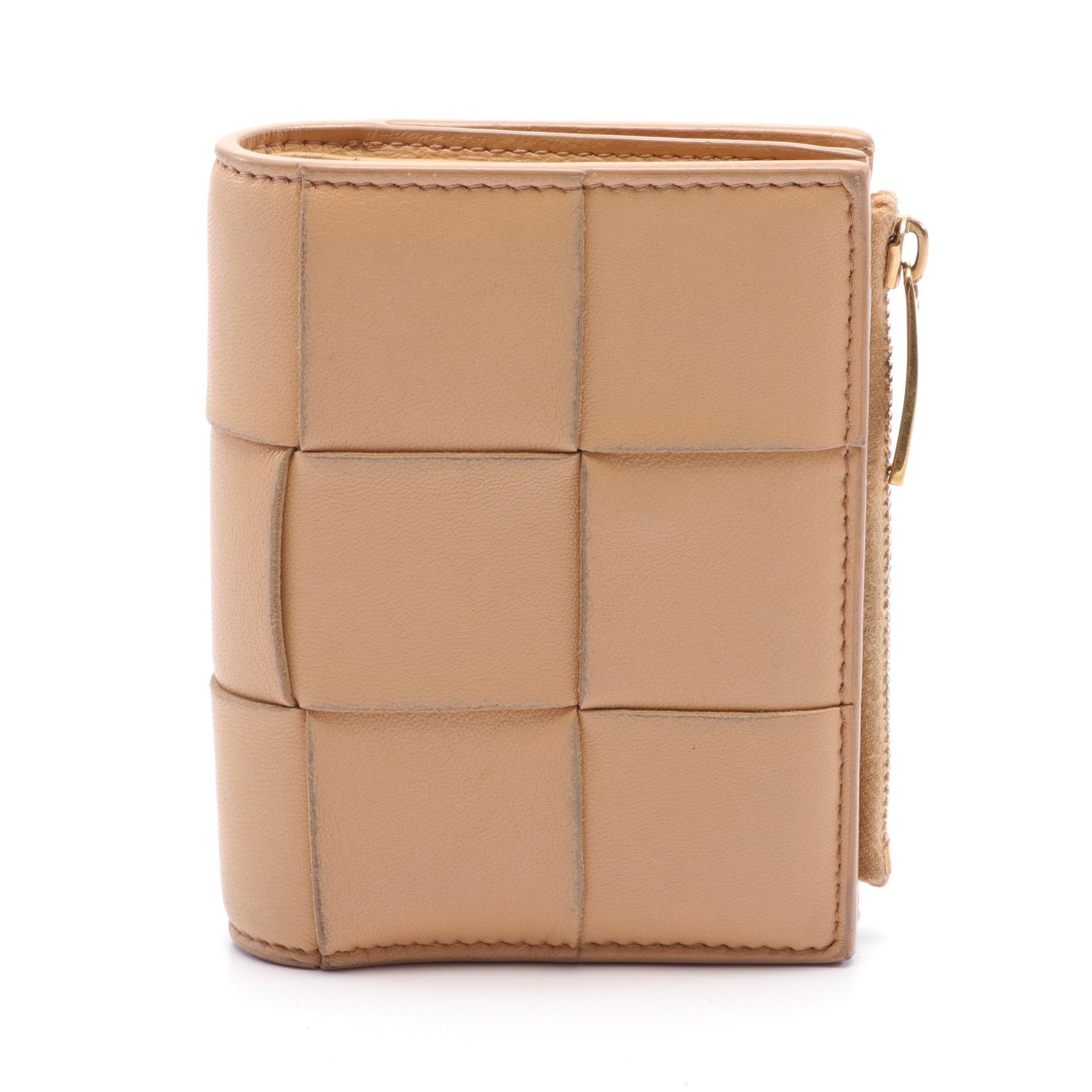 image of Bottega Veneta Maxi Intrecciato Bi-Fold Wallet Leather Beige, Women's