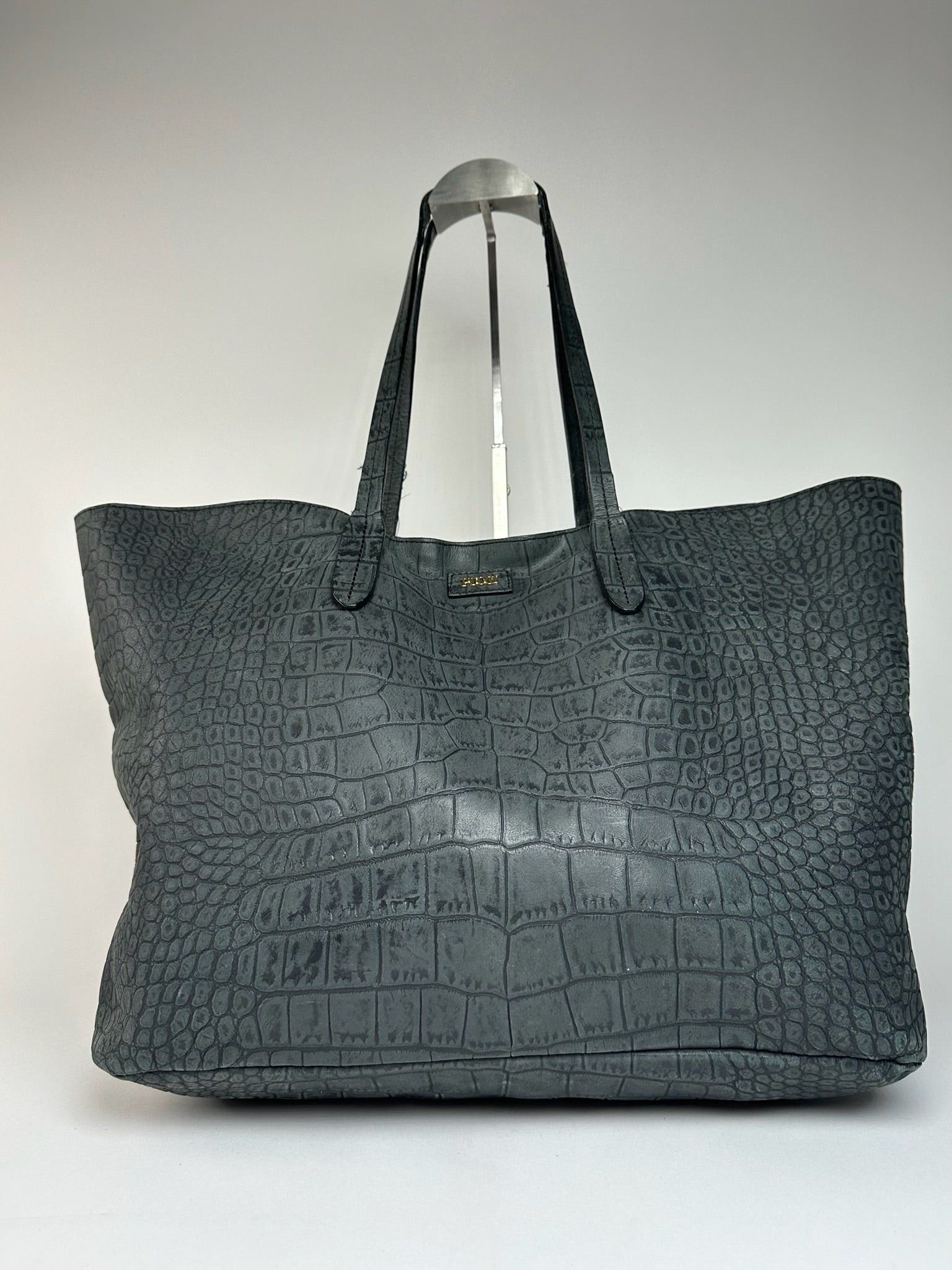 Emilio Pucci Vintage Crocodile Emblossed Leather Tote Bag Black Size ONE SIZE - 1 Thumbnail