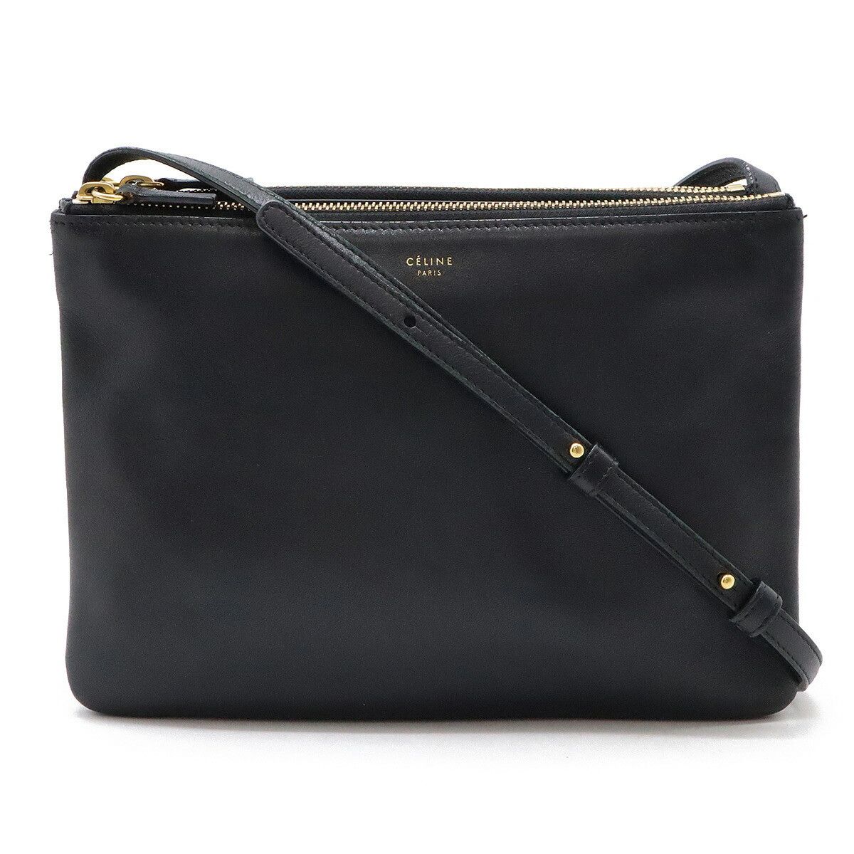 Celine Celine Lambskin Trio Shoulder Bag 171453 Leather Crossbody Bag 171453 in Black, Women's