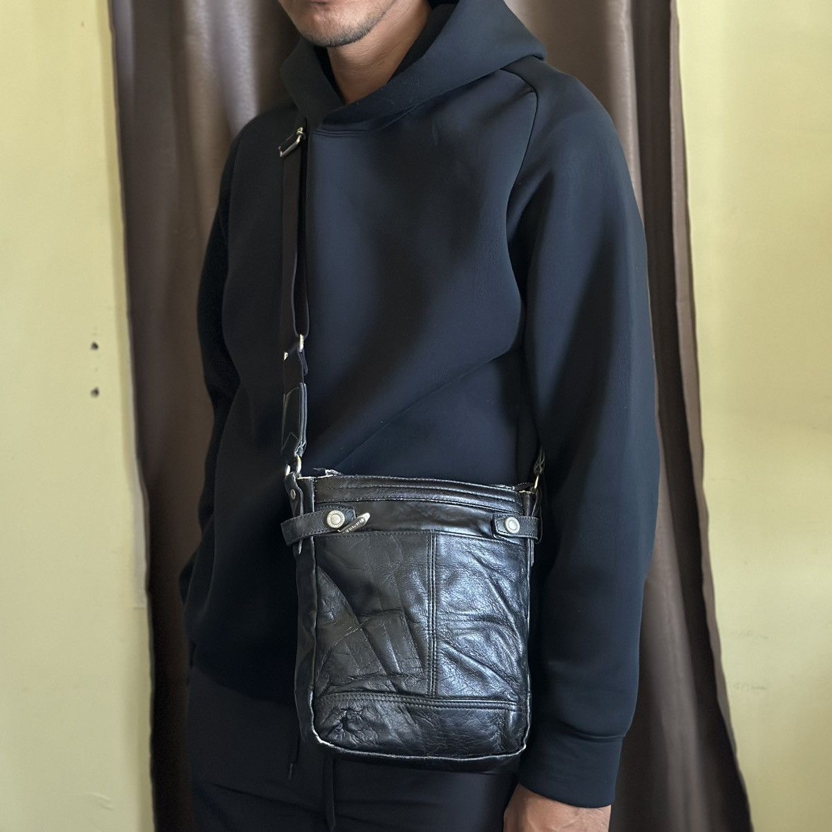 Avant Garde Japan Craftsmanship Crossbody Bag in Black, Men's