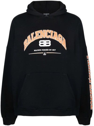 Balenciaga BALENCIAGA Maison Wide Fit Hoodie XL Black Orange White Size US XL / EU 56 / 4 - 1 Thumbnail