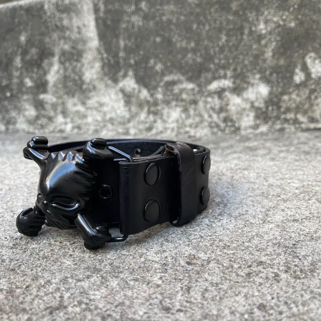 Oakley Oakley Black Skull Metal Buckle Leather Belt Size ONE SIZE - 4 Thumbnail