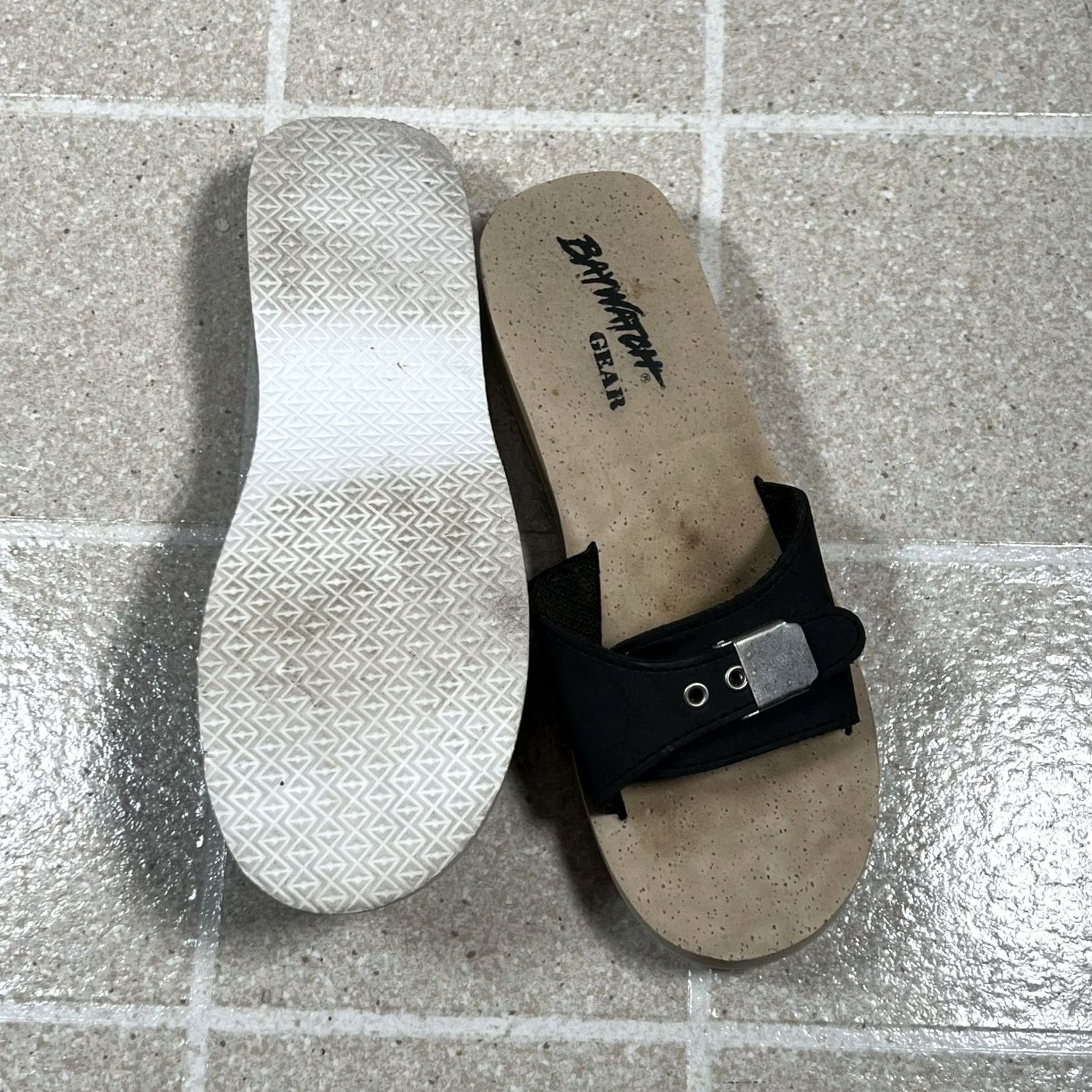 Vintage Baywatch Gear Sandals Women Sandal 7 Black Flip Flop Synthetic Unbranded Shoes Mens? Size US 7 / IT 37 - 4 Thumbnail