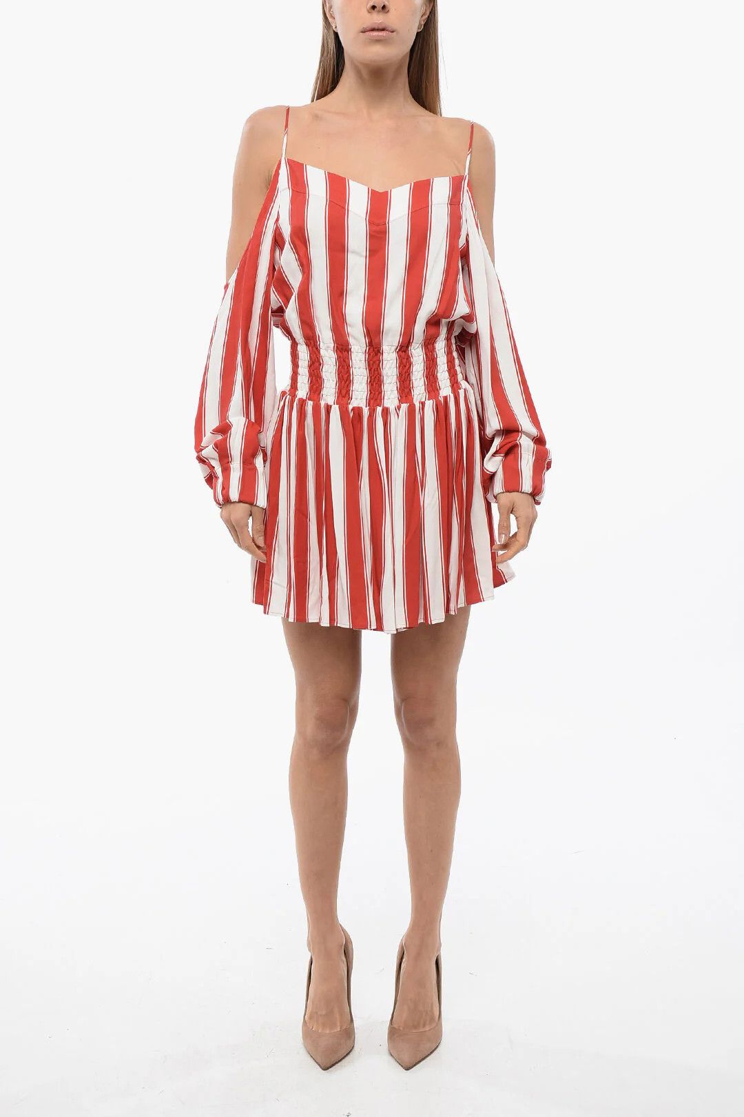 Balmain og1mm0326 Viscose Mini Dress in Red Size M / US 6-8 / IT 42-44 - 1 Thumbnail
