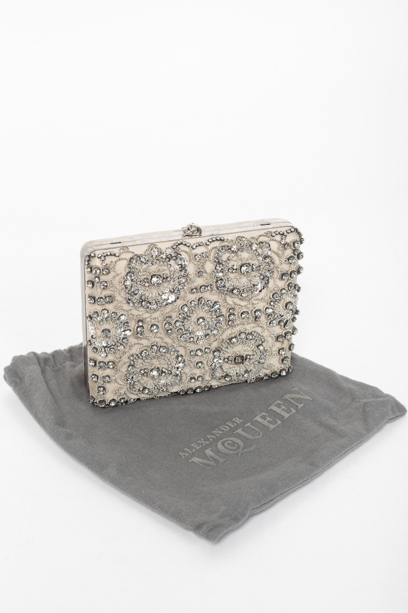 Alexander McQueen Alexander McQueen Crystal/Sequin-Embroidered Satin Clutch Size ONE SIZE - 15 Thumbnail