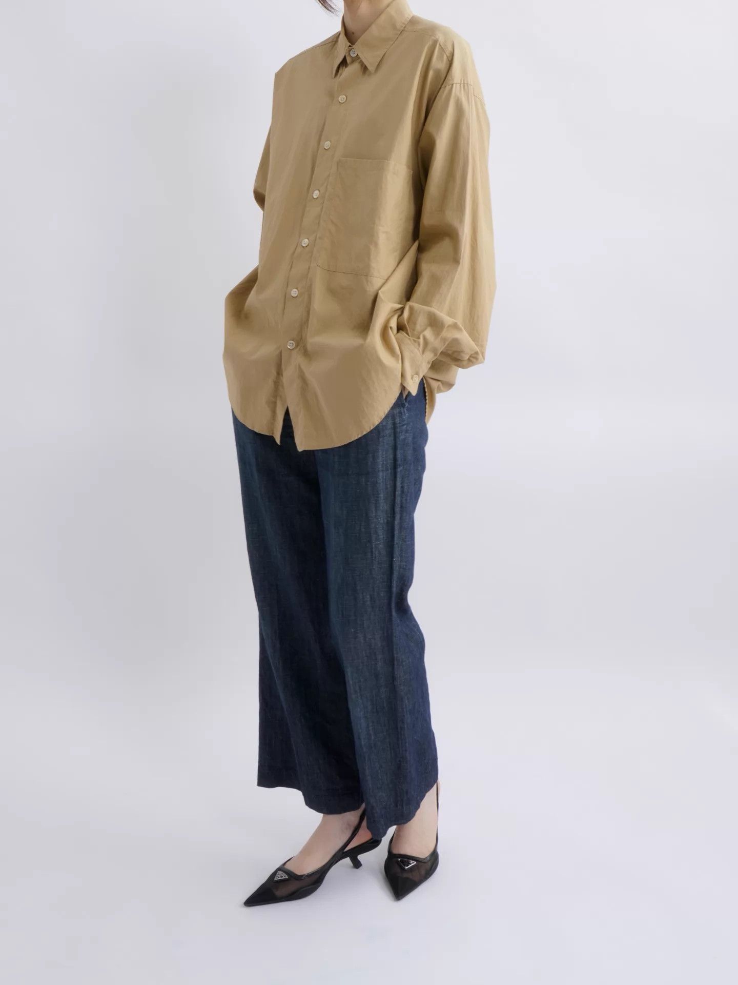 Auralee AURALEE Khaki Oversized Drop-shoulder Shirt Size 3 Size US L / EU 52-54 / 3 - 2 Thumbnail