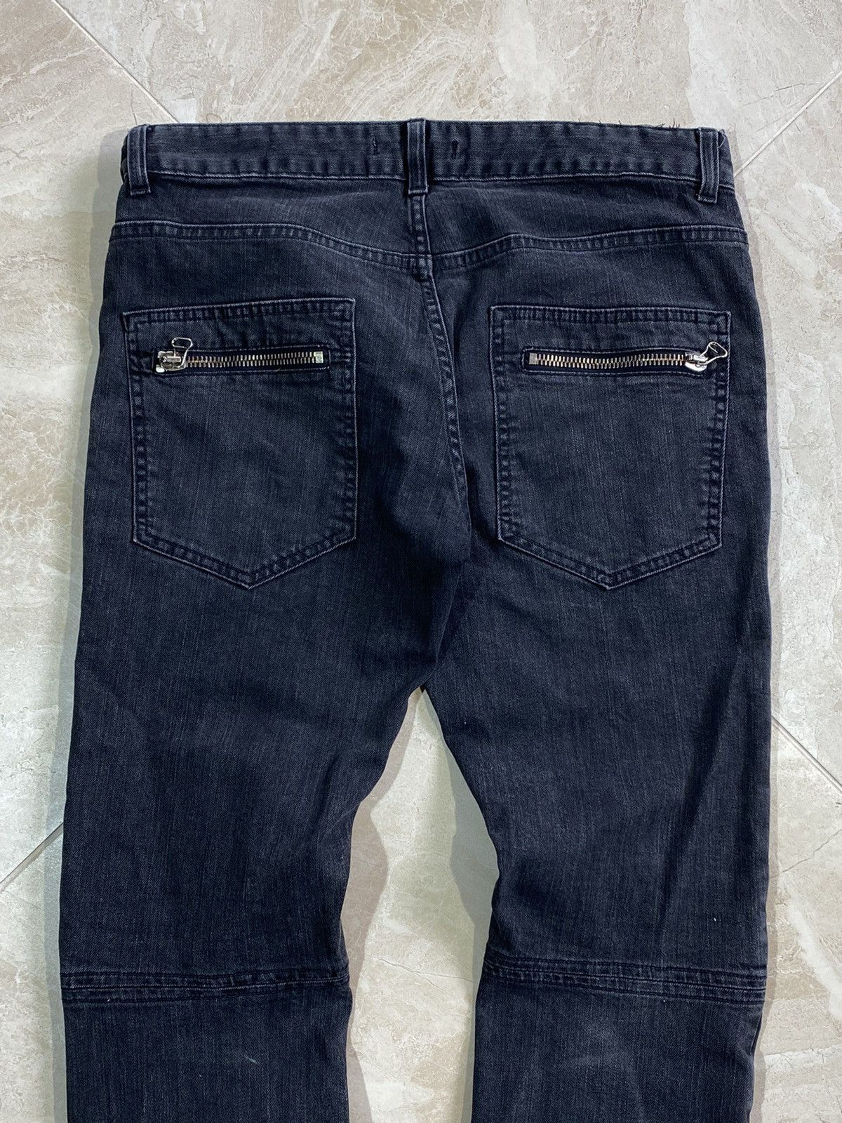 Balmain Balmain Washed Grey Denim Skinny Biker Jeans Size 36" / US 14 / IT 50 - 3 Thumbnail