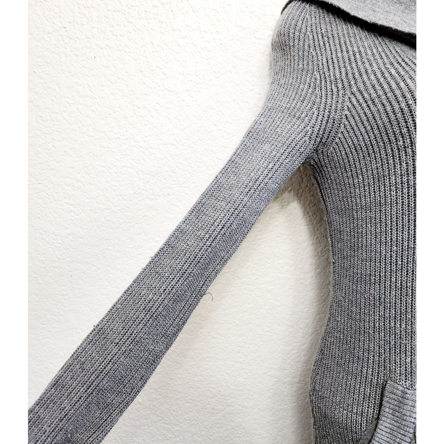 Other Loft Lounge Gray Full Zip W/Button Up Collar Cardigan S Wool Size S / US 4 / IT 40 - 3 Thumbnail