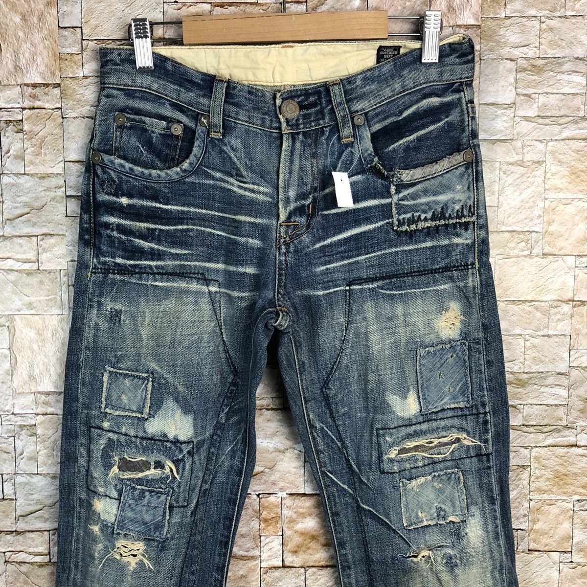 Japanese Brand Bartack Works Blue Distressed Denim Pants #A143 Size US 27 - 5 Thumbnail
