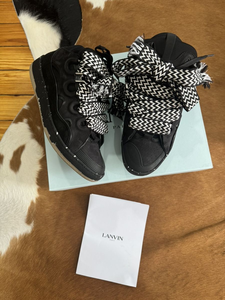 image of Lanvin Leather Curb Sneaker in Black, Men's (Size 10)