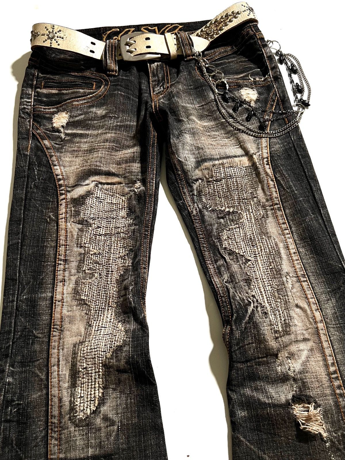 Japanese Brand Casva Distressed Flare Jeans Black Wash Y2K Japanese Brand Size US 32 / EU 48 - 8 Thumbnail