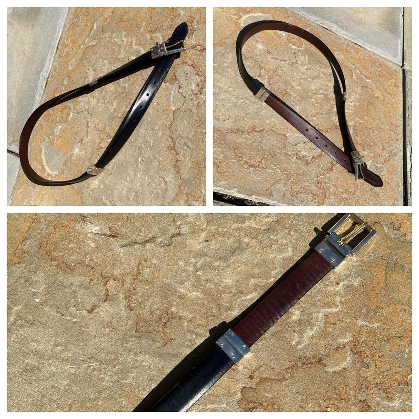 Vintage Vintage 80s Sectional Reversible Brown/Black Leather Belt Size ONE SIZE - 1 Thumbnail