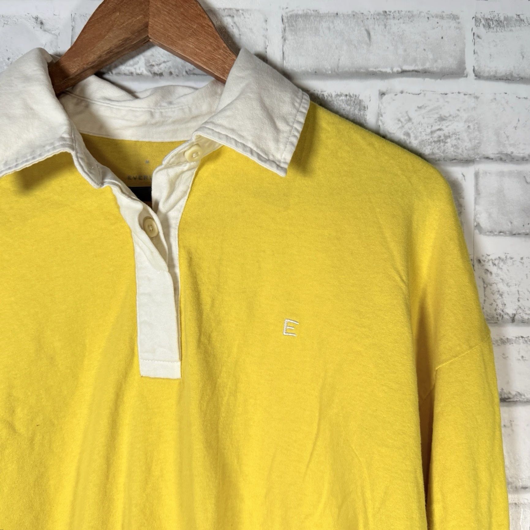 Everlane Everlane Yellow Long Sleeve Polo Shirt Womens M 100% Cotton Size M / US 6-8 / IT 42-44 - 2 Thumbnail