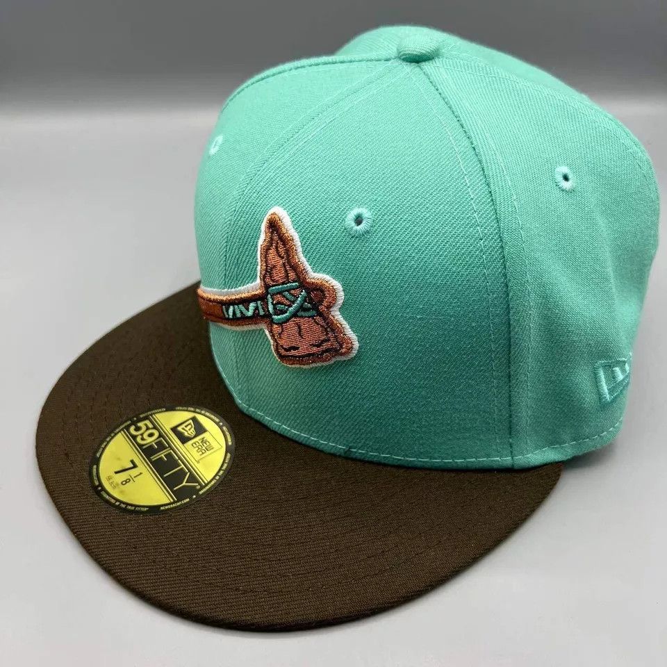 New Era Atlanta Braves Hat Men 7 1/8 59Fifty New Era MLB Fitted Cap Size ONE SIZE - 4 Thumbnail