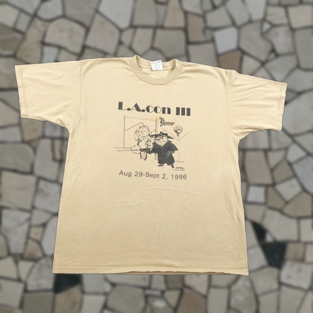 Gildan VINTAGE LA Con III Shirt Mens XL Beige Gopher 1996 Sci Fi Convention Tee 90s Size US XL / EU 56 / 4 - 1 Thumbnail