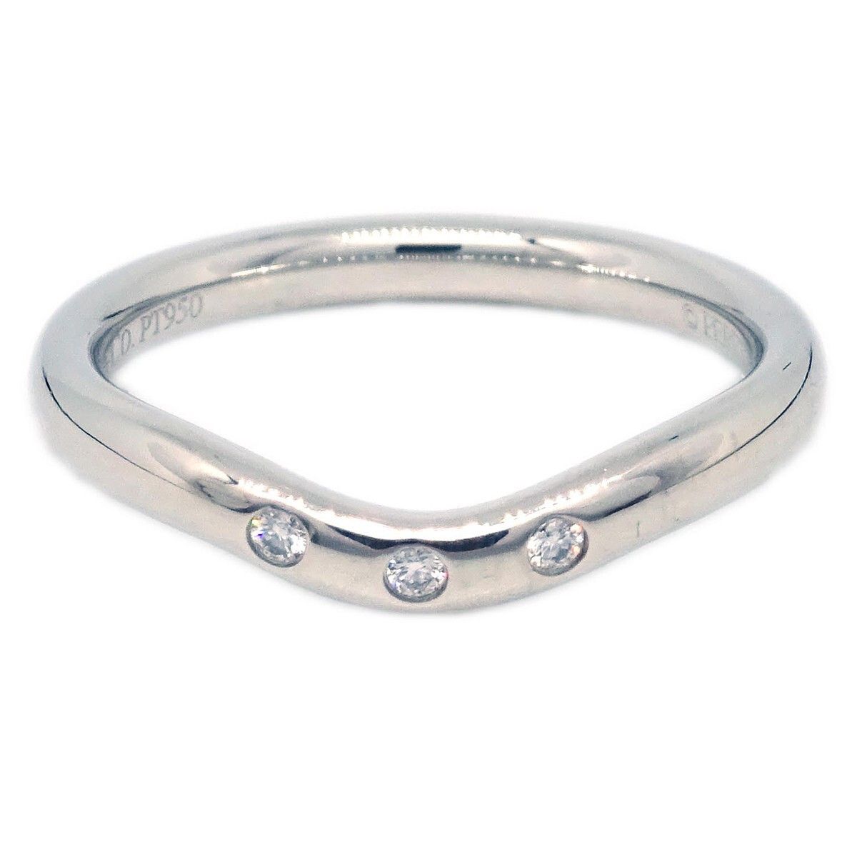Tiffany & Co. Tiffany & Co. Elsa Peretti Curved Wedding Band Ring Platinum with Diamonds Size ONE SIZE - 1 Thumbnail