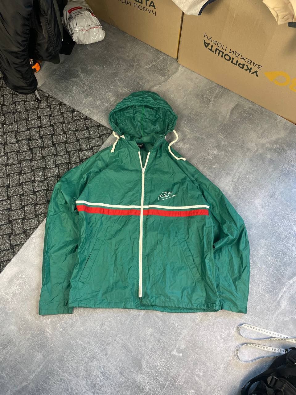 Nike × Vintage Vintage RARE 80s Made in USA Nike nylon track jacket Size US L / EU 52-54 / 3 - 1 Thumbnail