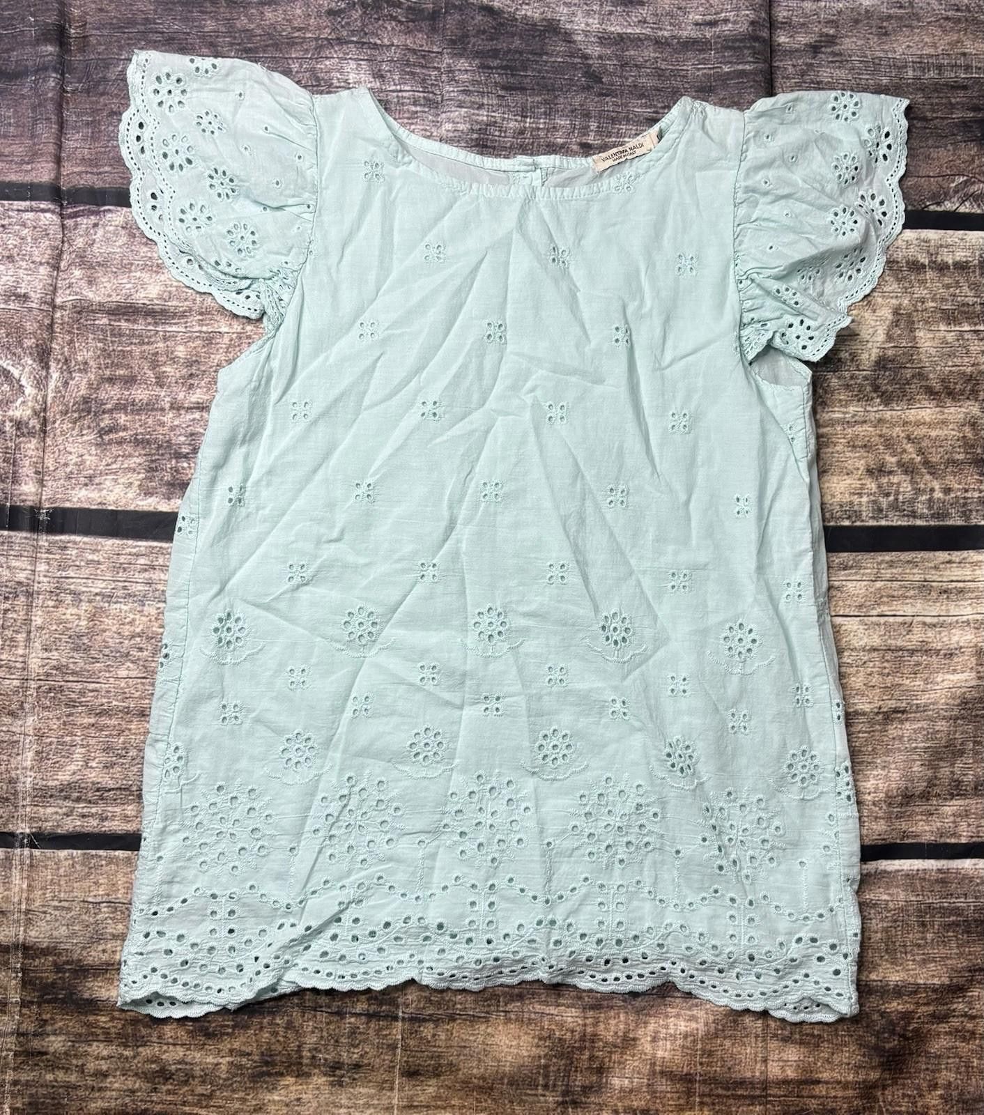 Other Valentina Naldi Top Womens Small Eyelet Flutter Sleeve Italy Size S / US 4 / IT 40 - 1 Thumbnail