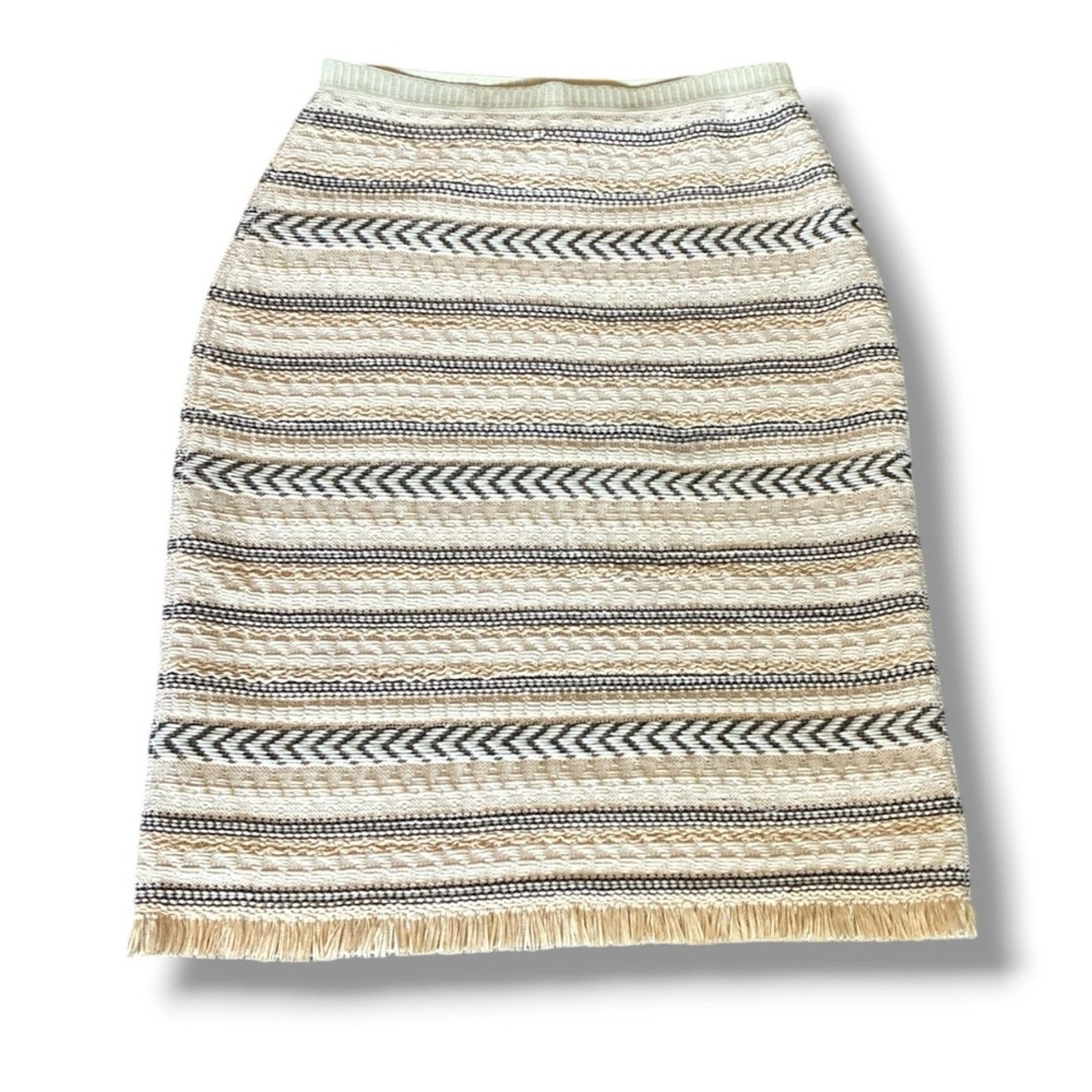 Tory Burch Tory Burch Jacquard midi skirt in wool blend with fringe Size 28" / US 6 / IT 42 - 3 Thumbnail