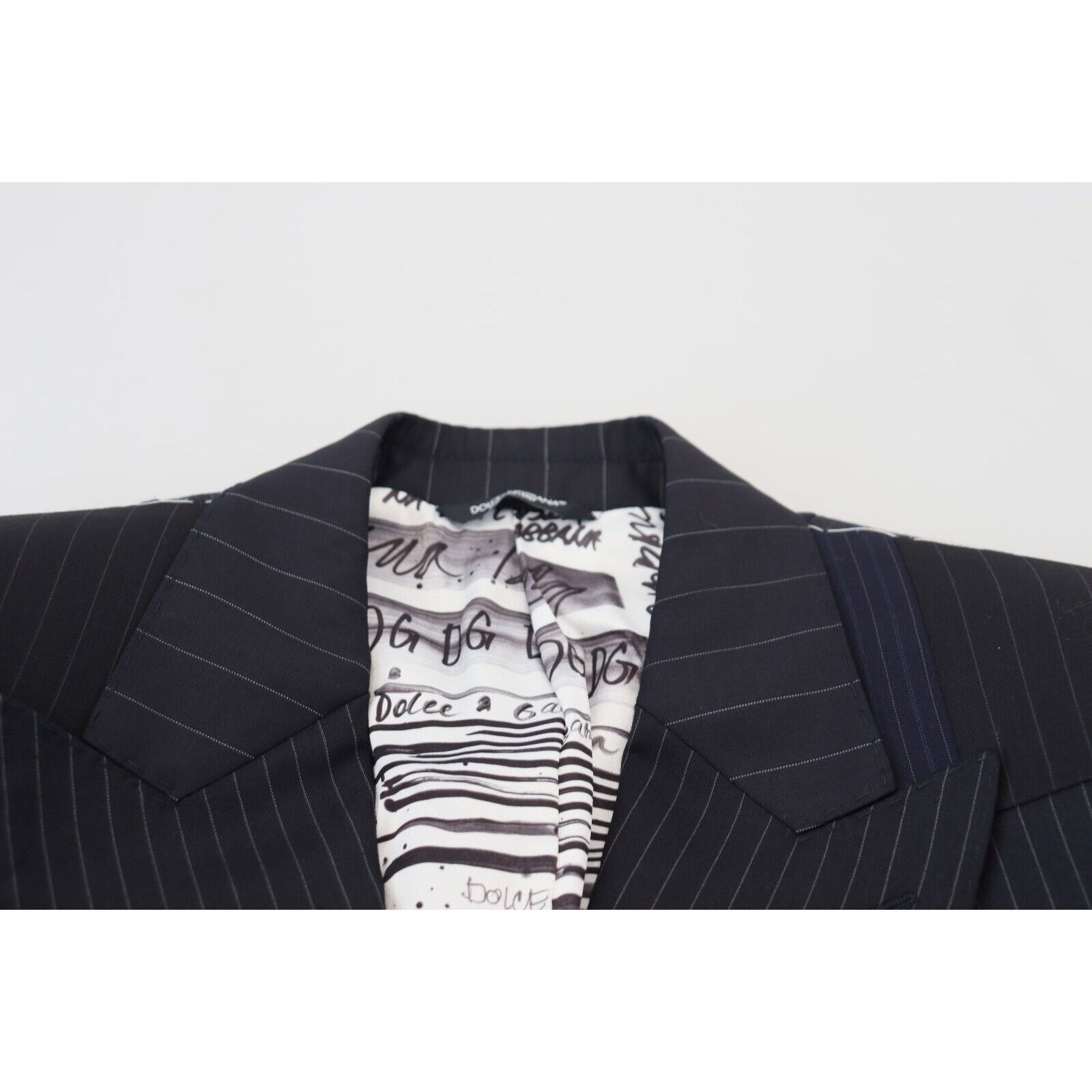 Dolce & Gabbana Dolce & Gabbana Blue Wool Patchwork Double Breasted Blazer Size 46S - 8 Thumbnail
