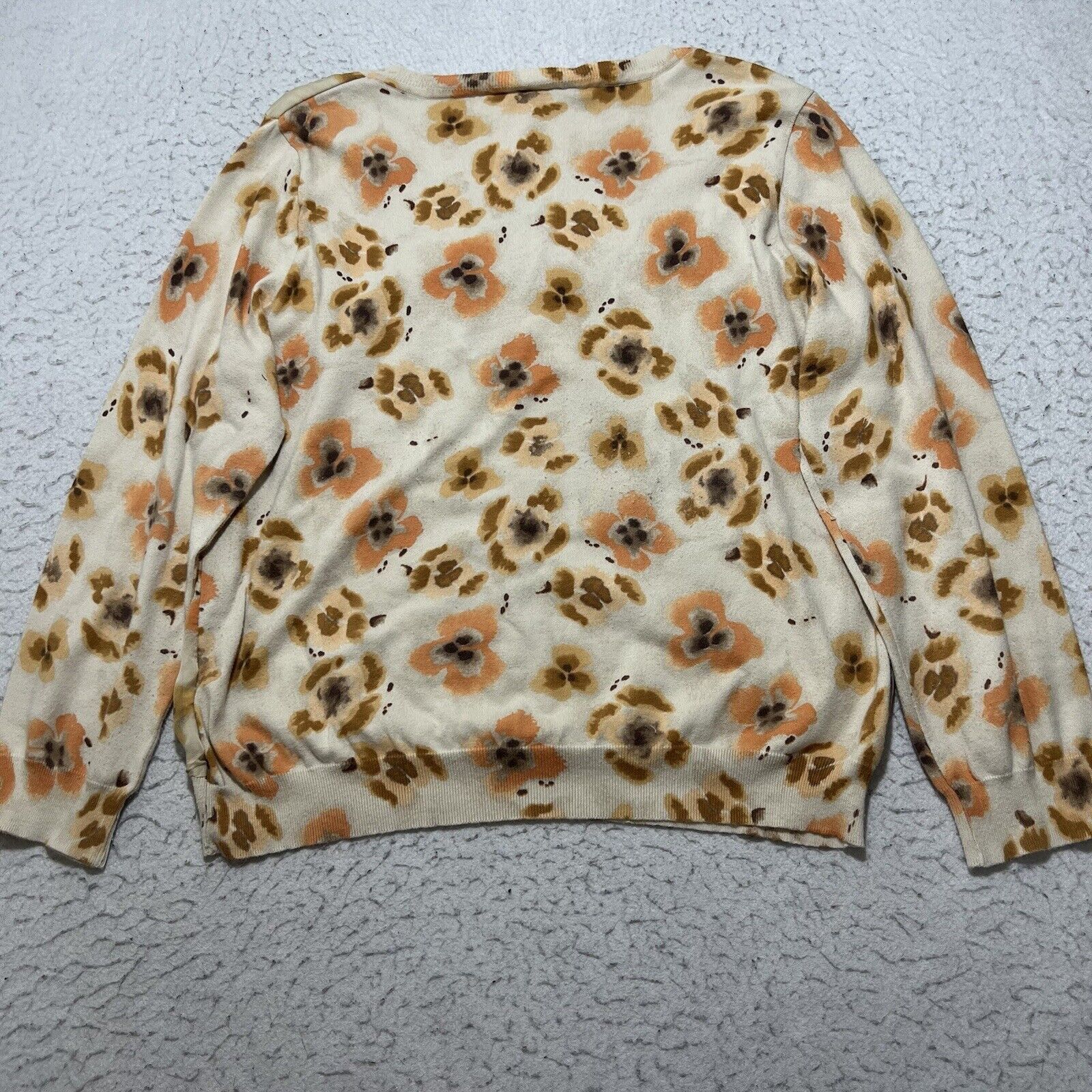 J. Jill J. Jill Silk Overlay Crewneck Sweater Floral Orange Pullover Size XL / US 12-14 / IT 48-50 - 10 Thumbnail