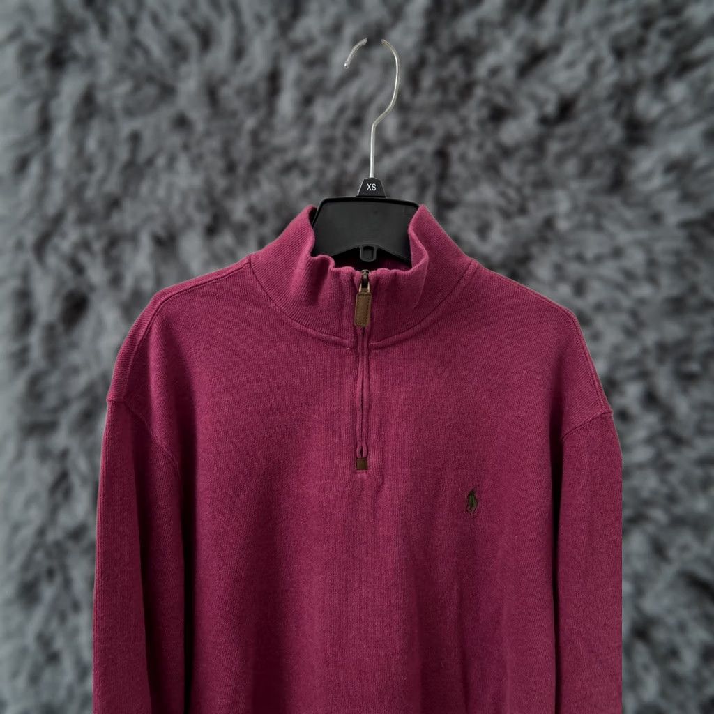 Ralph Lauren Polo Ralph Lauren Sweater Mens L Pink 1/4-Zip Pullover Cotton Knit Rib-Knit Pony Logo Embroidered Solid Long Sleeve Classic Fit Fall Winter Spring Size US L / EU 52-54 / 3 - 1 Thumbnail