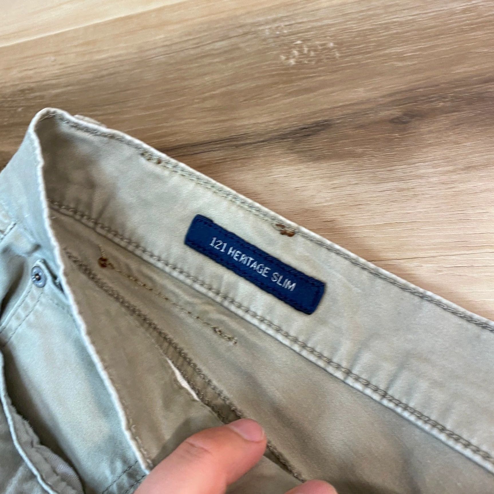 Lucky Brand Lucky Brand 121 Heritage Slim 5 Pocket Pants Mens 38x30 Khaki Beige Cotton Blend Slim Chinos Casual Workwear Size US 38 / EU 54 - 3 Thumbnail
