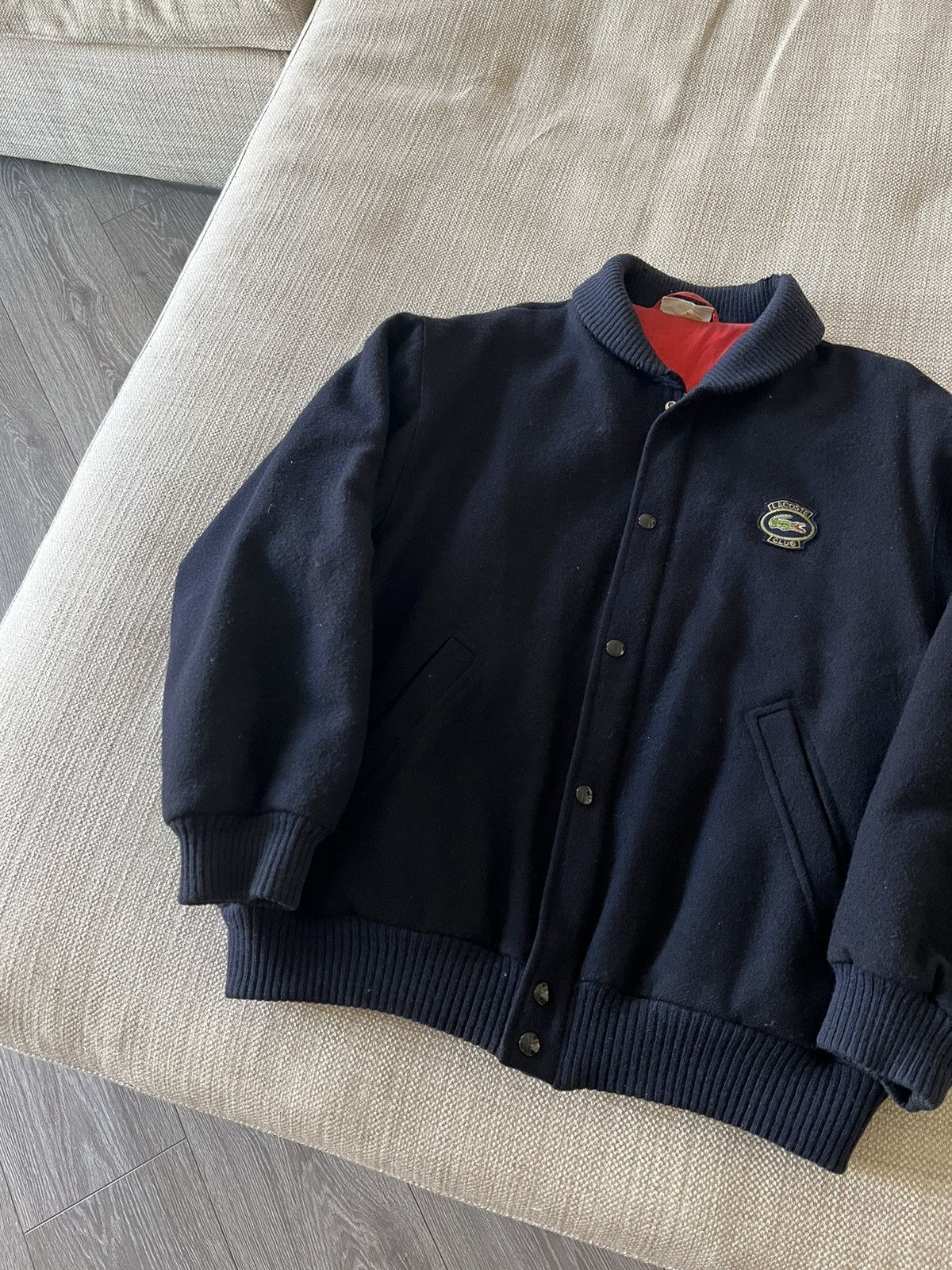 Lacoste × Vintage Vintage 80s 💥 Lacoste Jacket Wool Varsity Bomber Size US XL / EU 56 / 4 - 4 Thumbnail