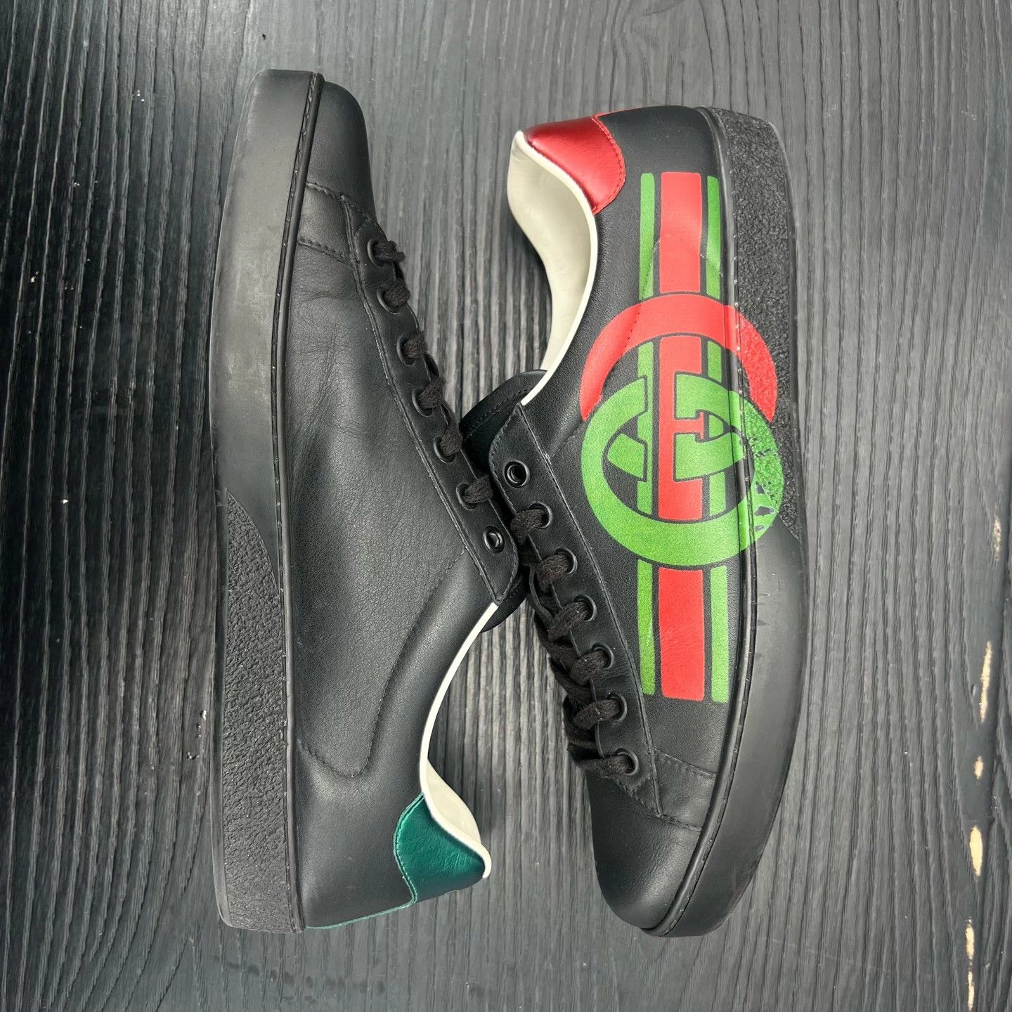 Gucci Gucci Ace 8 black green like new Size US 9 / EU 42 - 2 Thumbnail