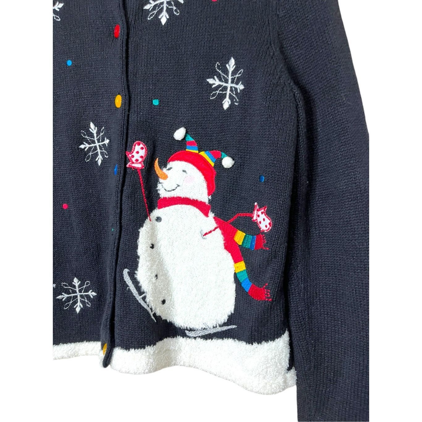Other Vintage BRECKENRIDGE Black Christmas Snowman Cardigan Sweate Size S / US 4 / IT 40 - 2 Thumbnail