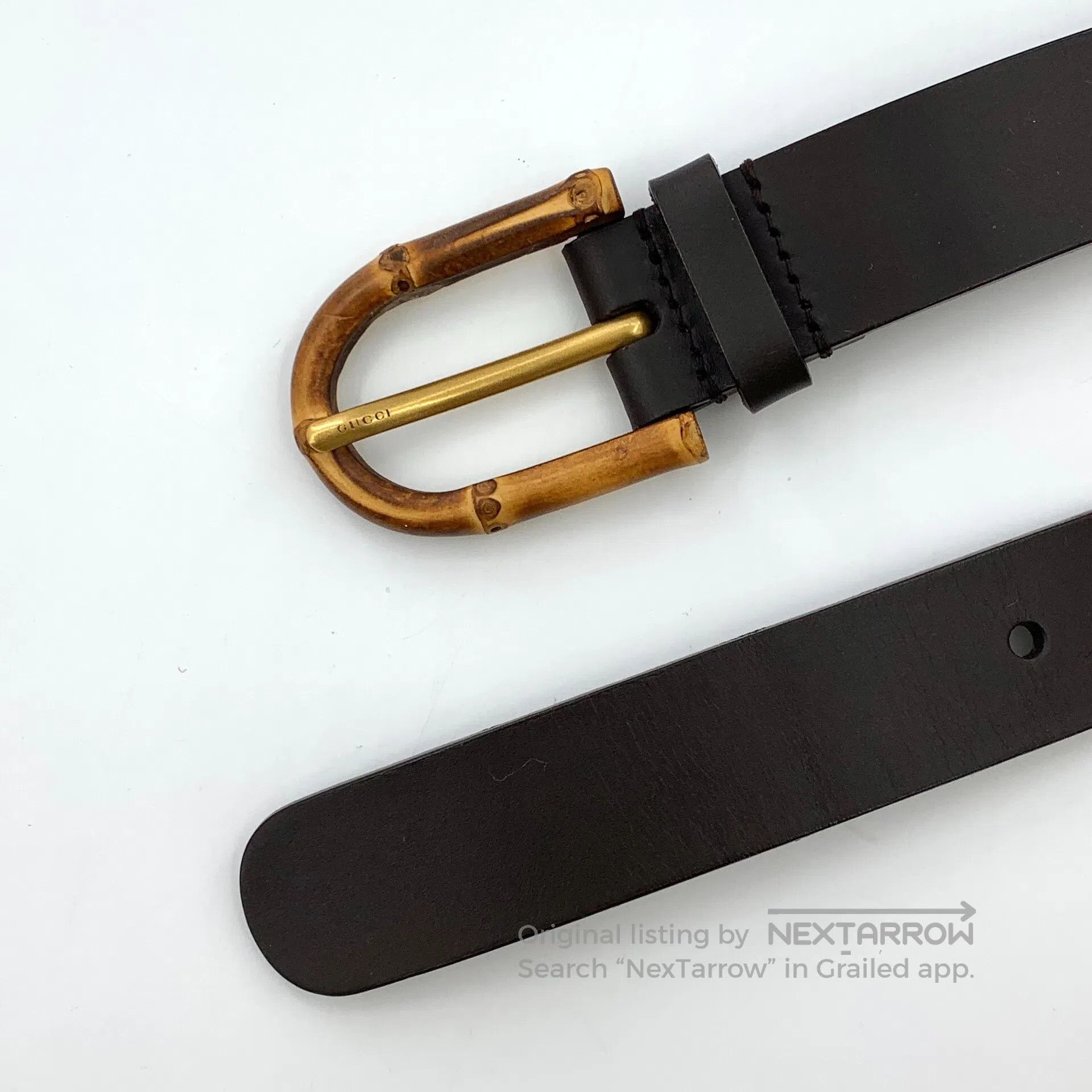 Gucci Guicci Dark Brown Knuckle Smooth Buckle Belt| Size ONE SIZE - 4 Thumbnail