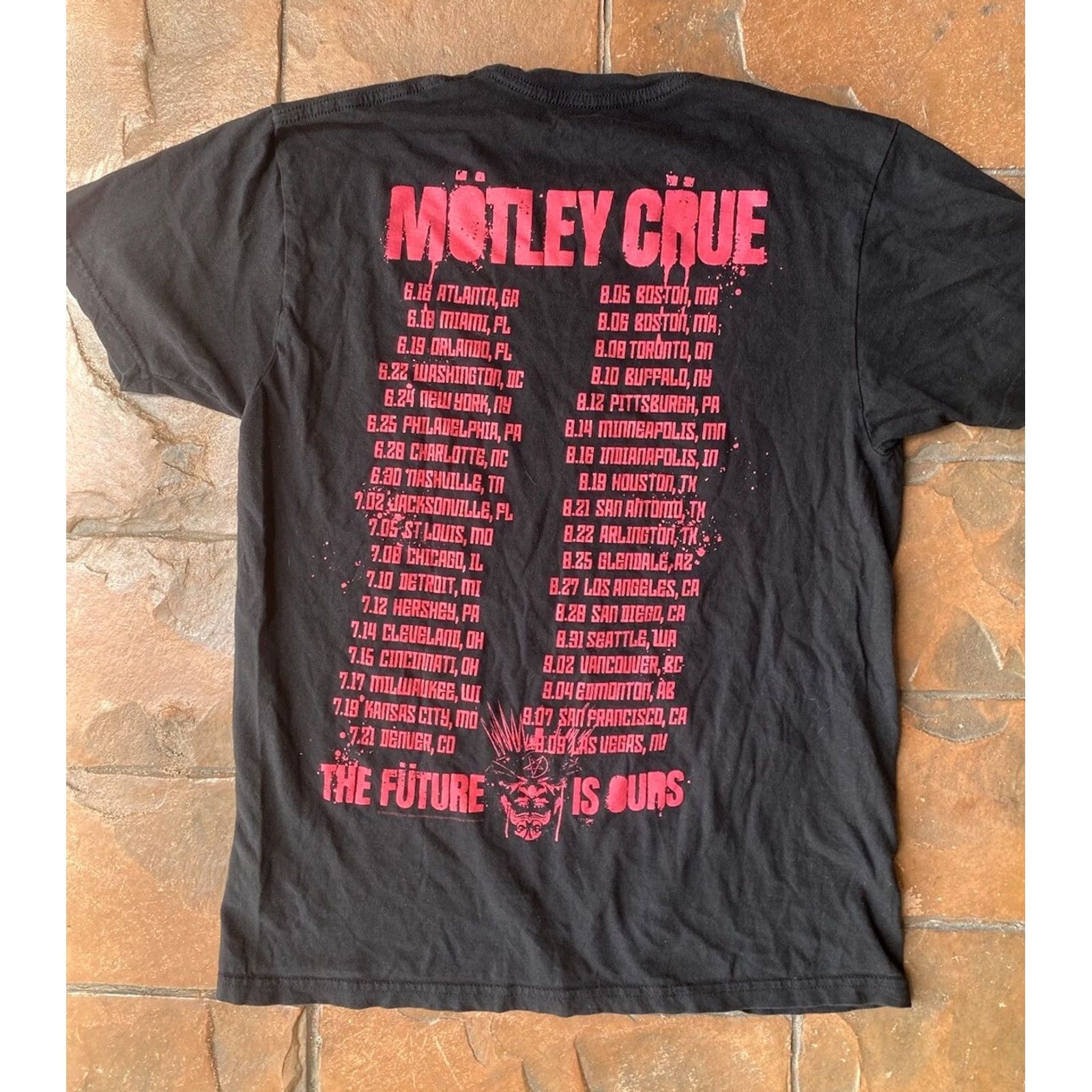 Vintage Motley Crue T Shirt Mens Medium Black The Future Is Ours 2022 Stadium Tour Graphic Print Crew Neck Short Sleeve Cotton Knit Regular Fit Size US M / EU 48-50 / 2 - 3 Thumbnail