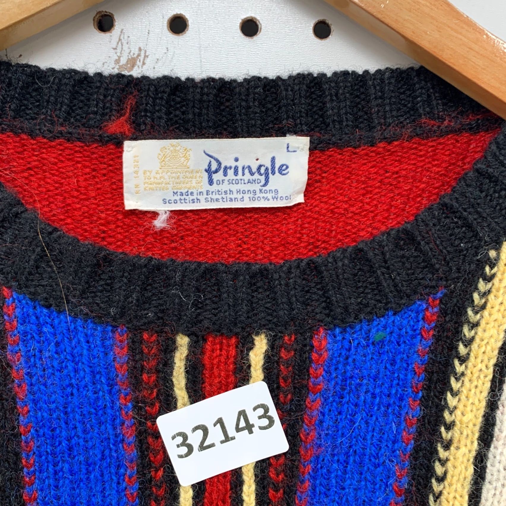 Pringle Of Scotland VINTAGE Pringle Of Scotland Wool Knit Sweater Red Mens Large 3D Knit Striped Size US L / EU 52-54 / 3 - 7 Thumbnail