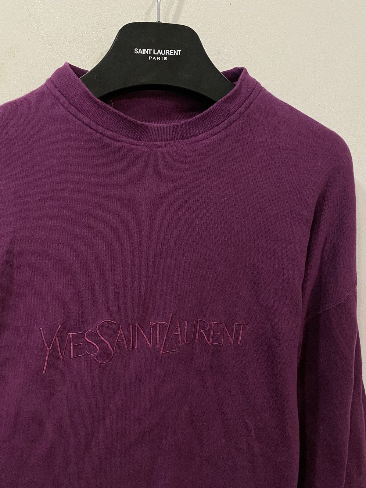 Yves Saint Laurent Magenta 90’s YSL Sweatshirt Big Logo Size US L / EU 52-54 / 3 - 3 Thumbnail