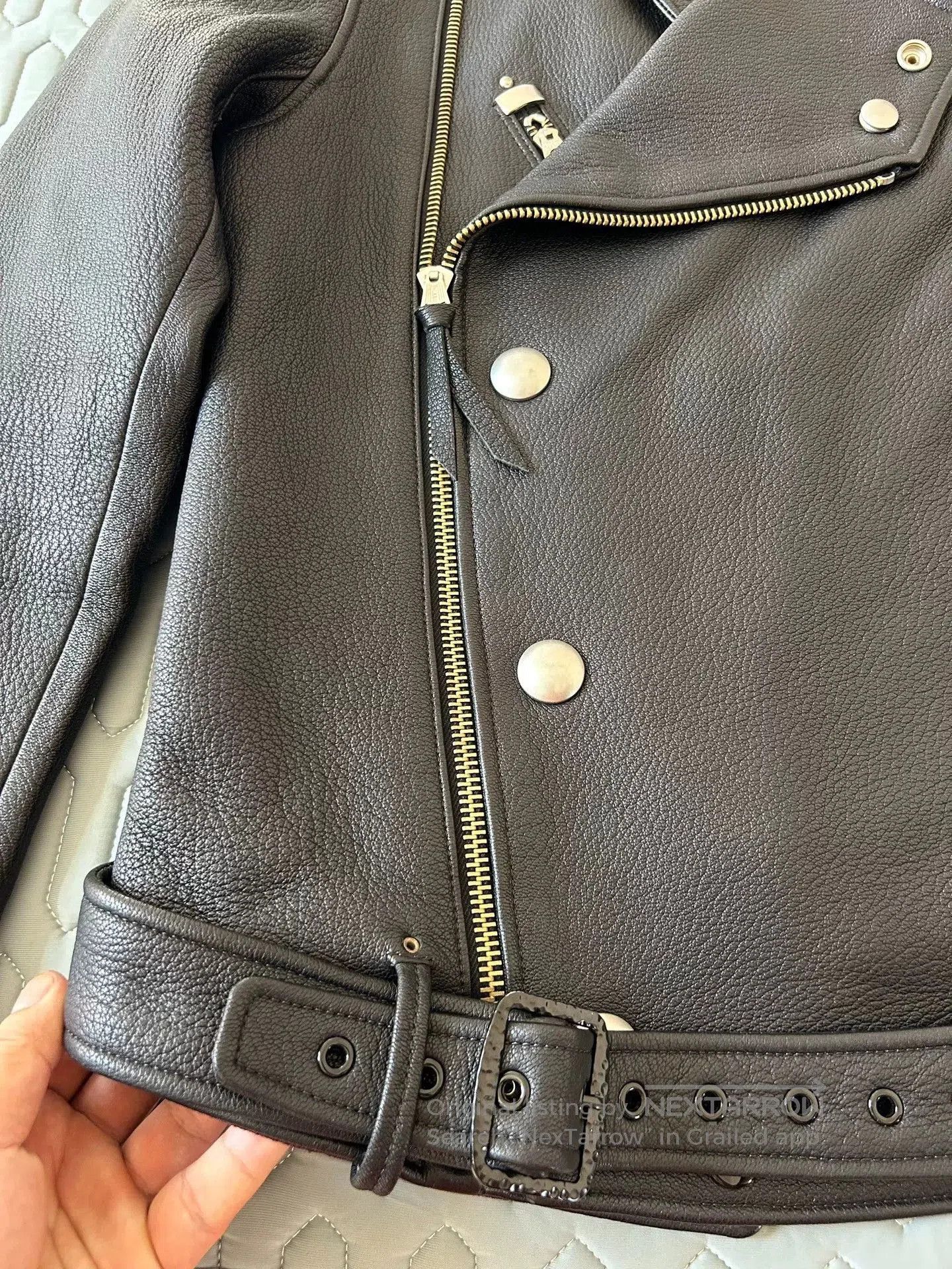 Japanese Brand Custom Black Leather Riding Jacket. Size US L / EU 52-54 / 3 - 5 Thumbnail