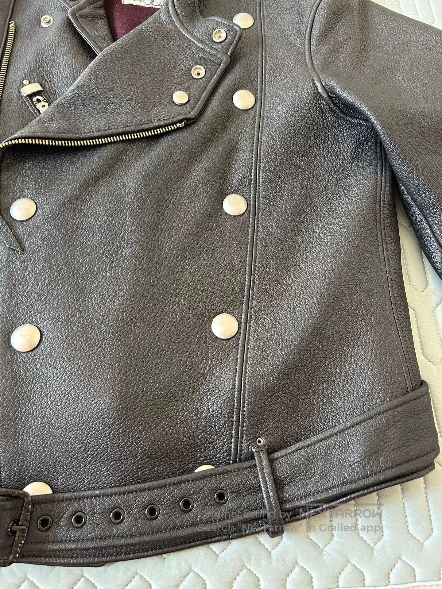 Japanese Brand Custom Black Leather Riding Jacket. Size US L / EU 52-54 / 3 - 4 Thumbnail