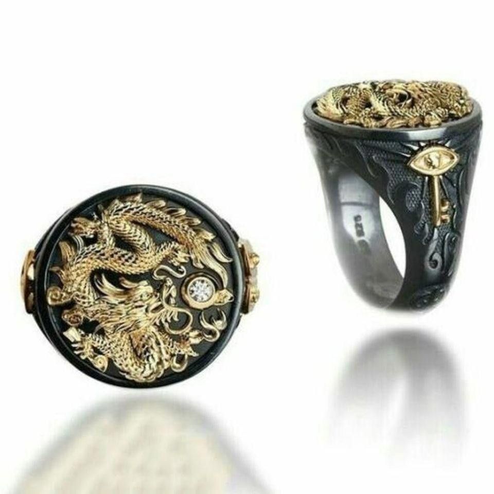 Designer Men's "The Rising Dragon" Capitan Collection Ring - Size 11 Size ONE SIZE - 7 Thumbnail