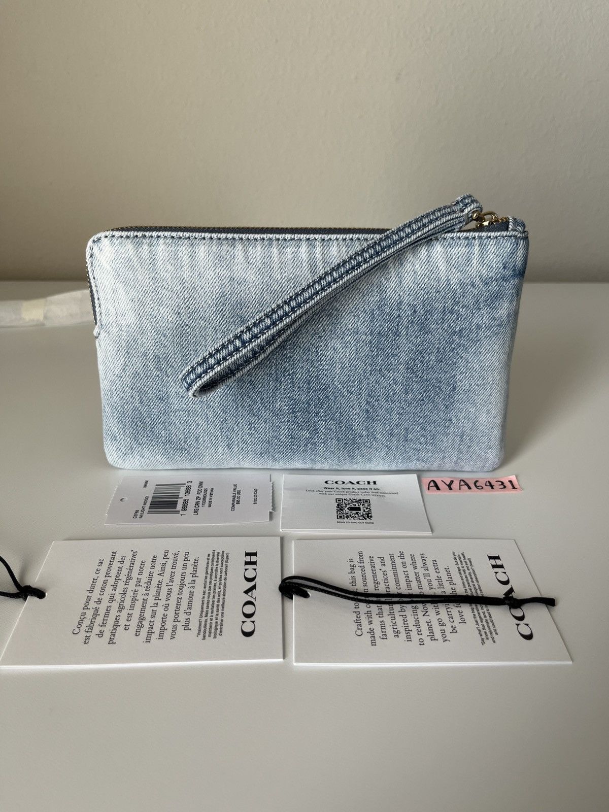 Coach Coach Large Corner Zip Wristlet In Loved Denim Size ONE SIZE - 3 Thumbnail
