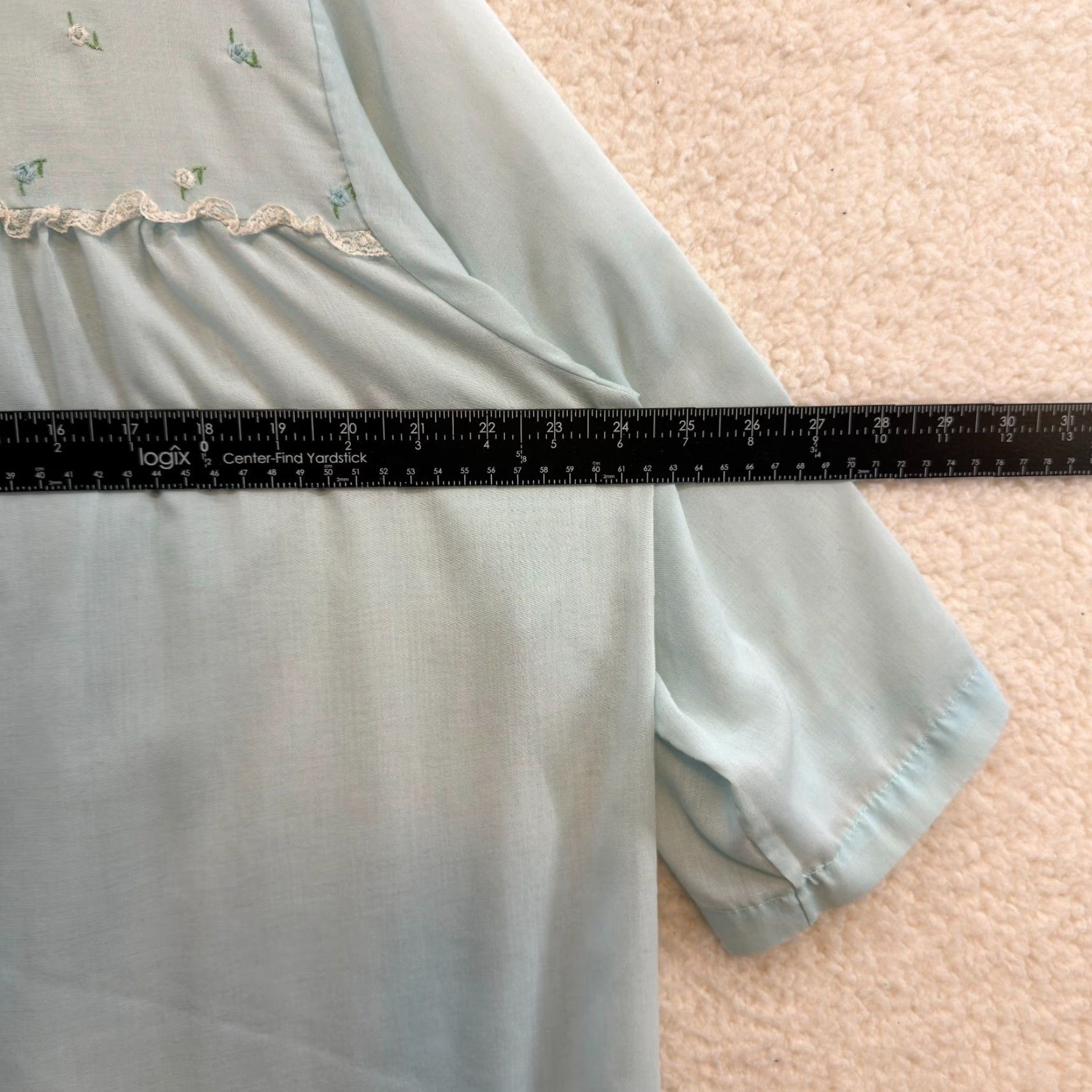 Vintage VINTAGE Nightgown Sleep Dress 1X Blue Embroidered Grandma Prairie Cottagecore Shirt Womens Witchительные Size XL / US 12-14 / IT 48-50 - 5 Thumbnail