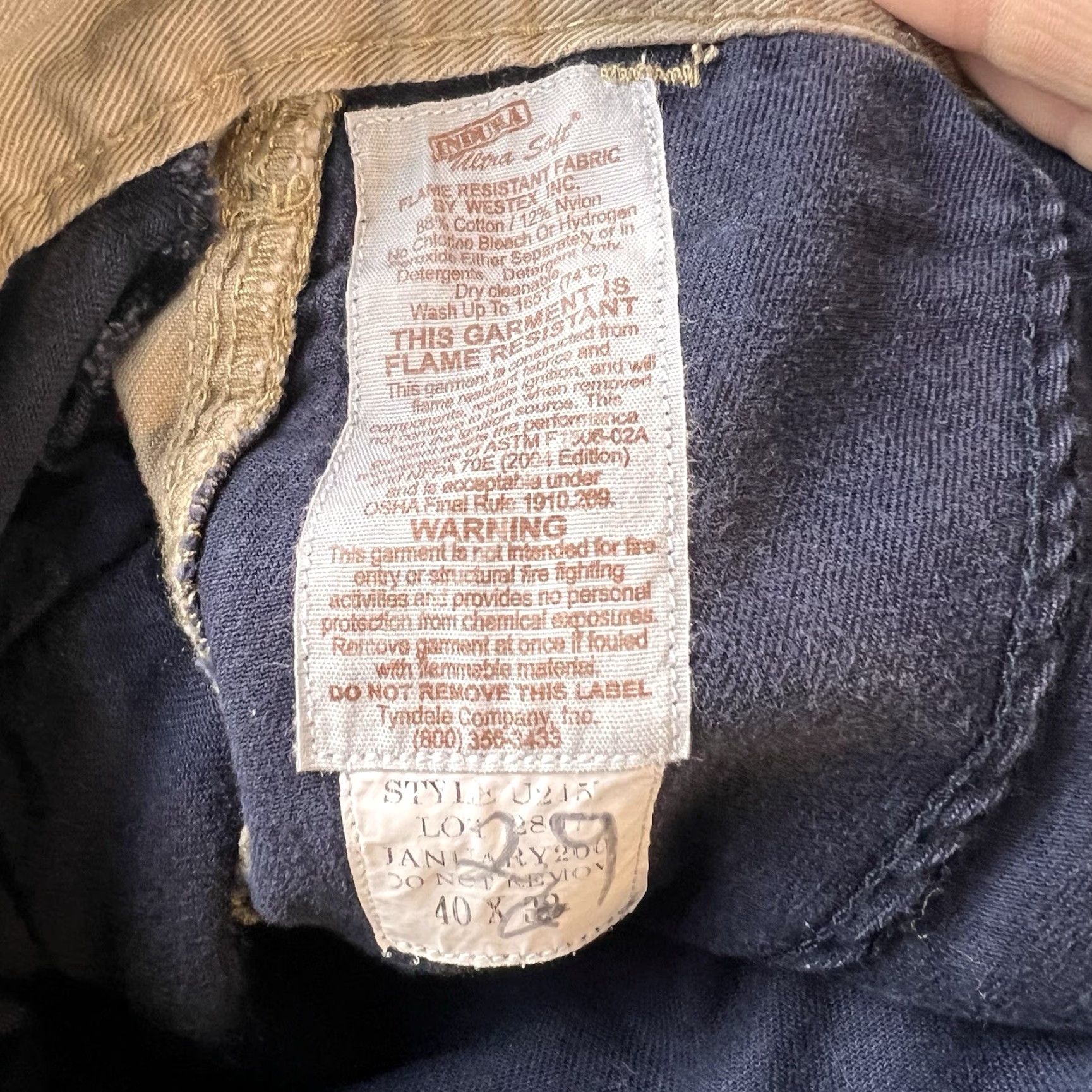 Vintage VTG Tyndale FR Cargo Pants Mens 40x32 Flame Resistant Workwear Beige Cotton Polyester Canvas Cargo Pocket USA multiple seasons Mens Size US 40 / EU 56 - 5 Thumbnail