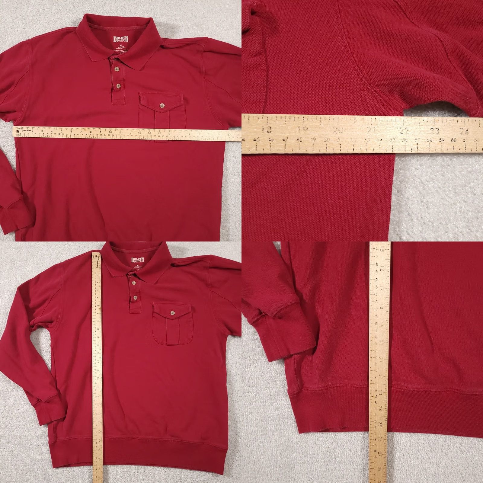 CO Duluth Trading Co Polo Shirt Mens M Long Sleeve Front Pocket Workwear Heavy Red Blue 90s Mens Size US M / EU 48-50 / 2 - 8 Thumbnail