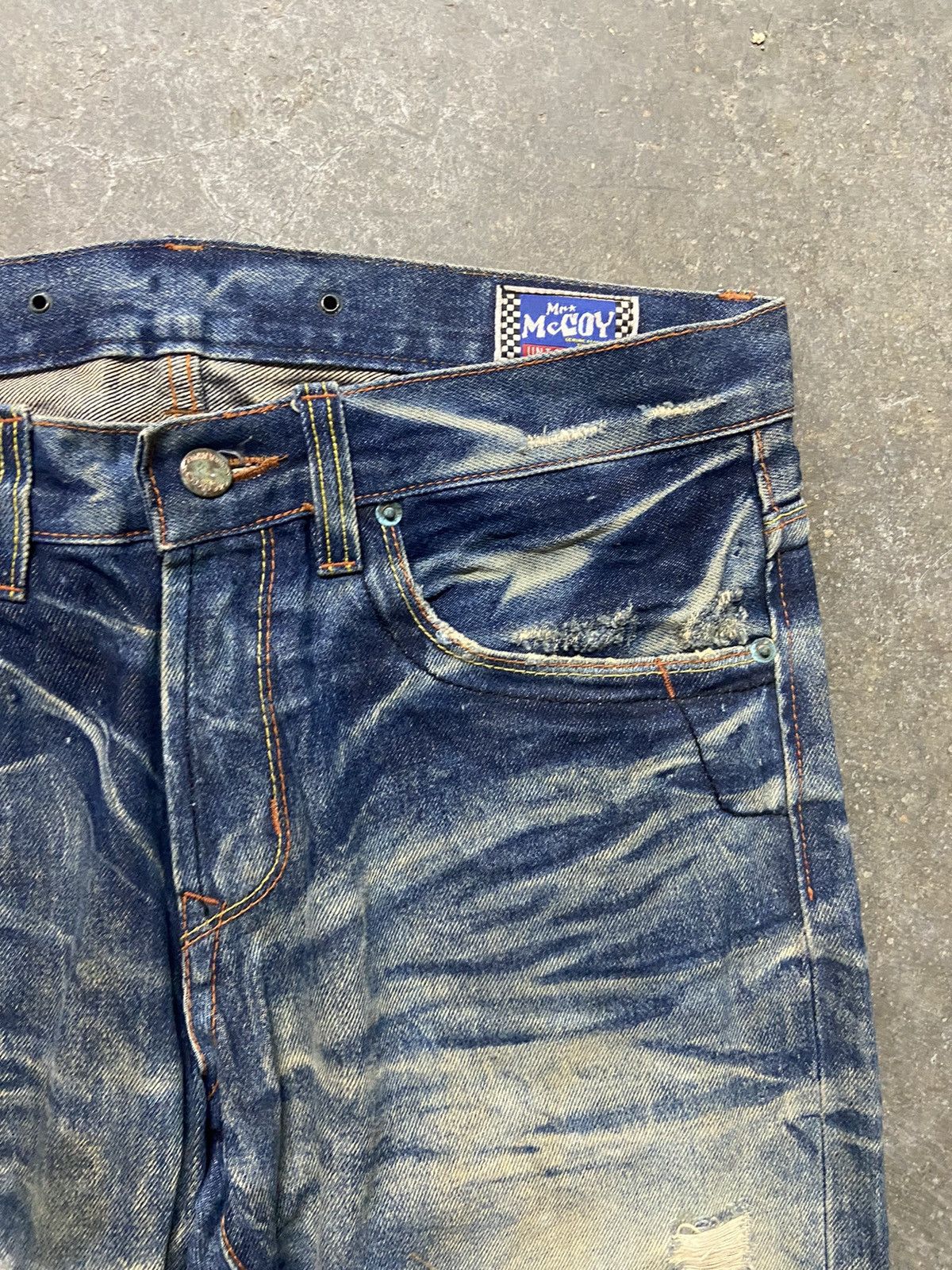 TOYS McCOY 🔥 Stain wash and distressed Mc Coy jeans Size US 34 / EU 50 - 6 Thumbnail