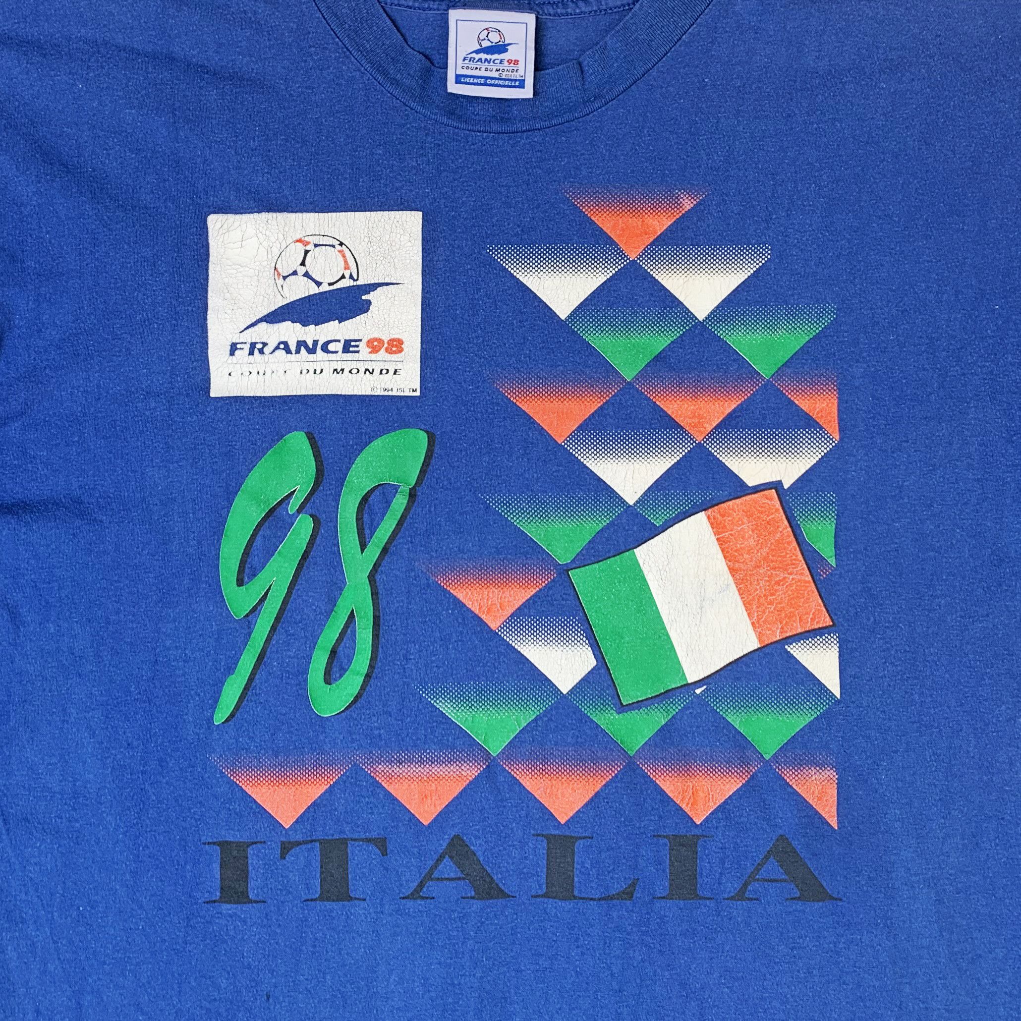 Vintage 1998 ITALY T Shirt France 98 World Cup Football Tee Official Size US XL / EU 56 / 4 - 4 Thumbnail