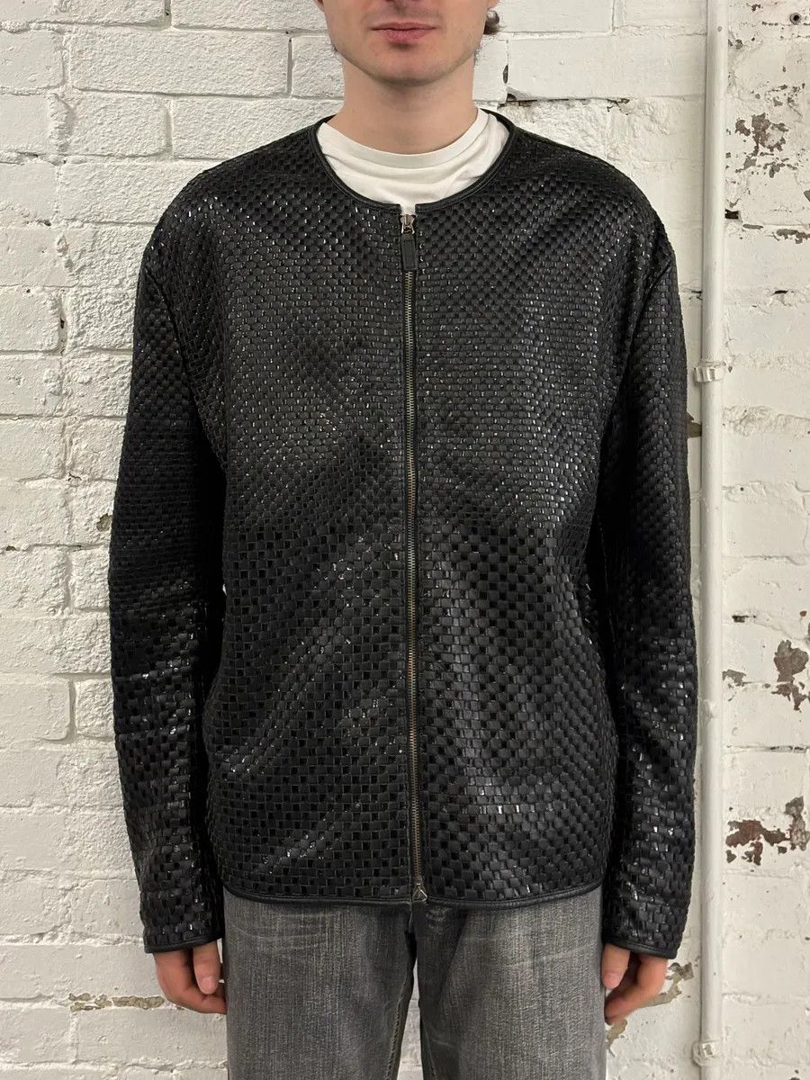 Emporio Armani SS2010 Emporio Armani Woven Gradient Black Leather Jacket Size US L / EU 52-54 / 3 - 2 Thumbnail