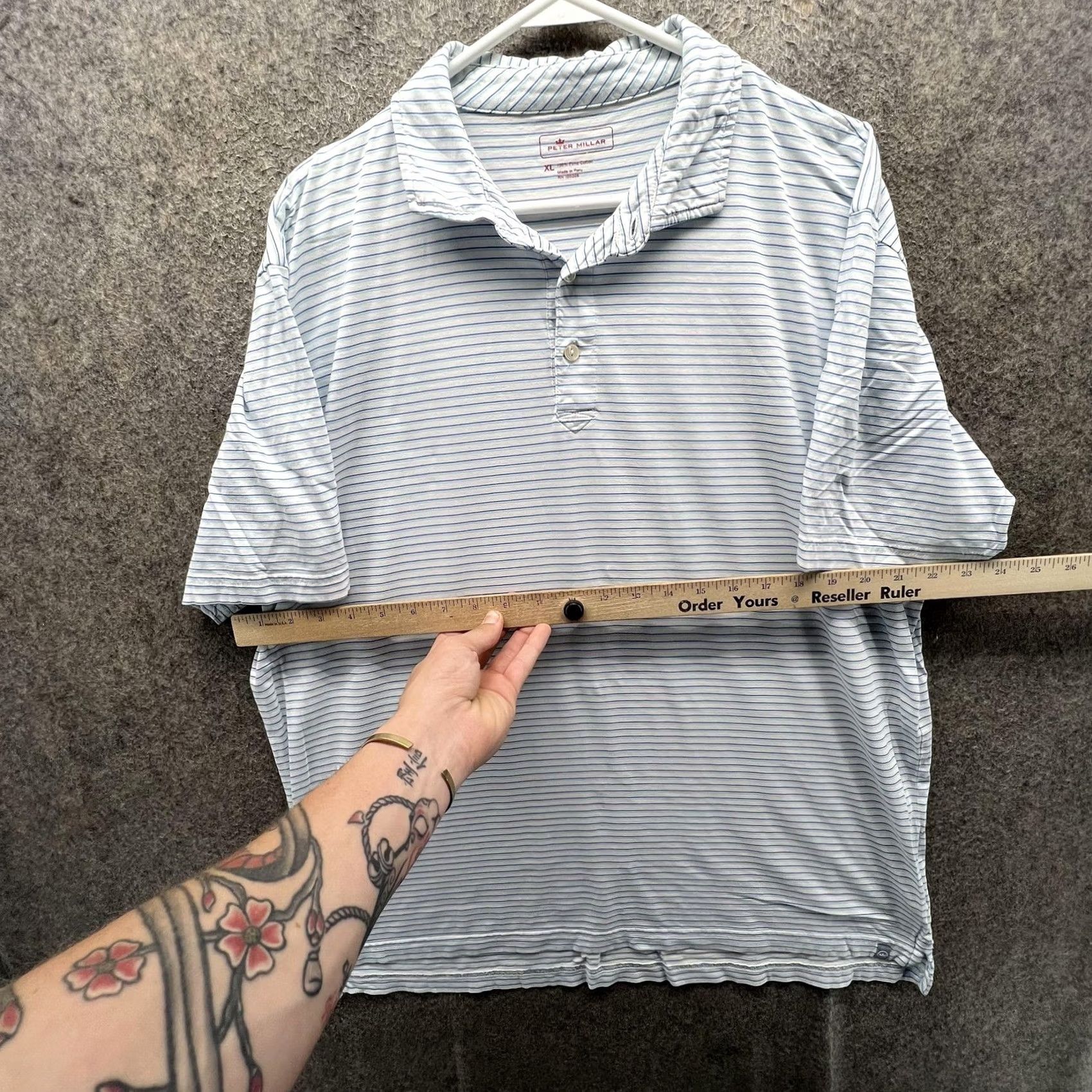 Peter Millar Peter Millar Polo Shirt Mens XL Blue Stripe Pima Cotton Casual Short Sleeve Size US XL / EU 56 / 4 - 5 Thumbnail