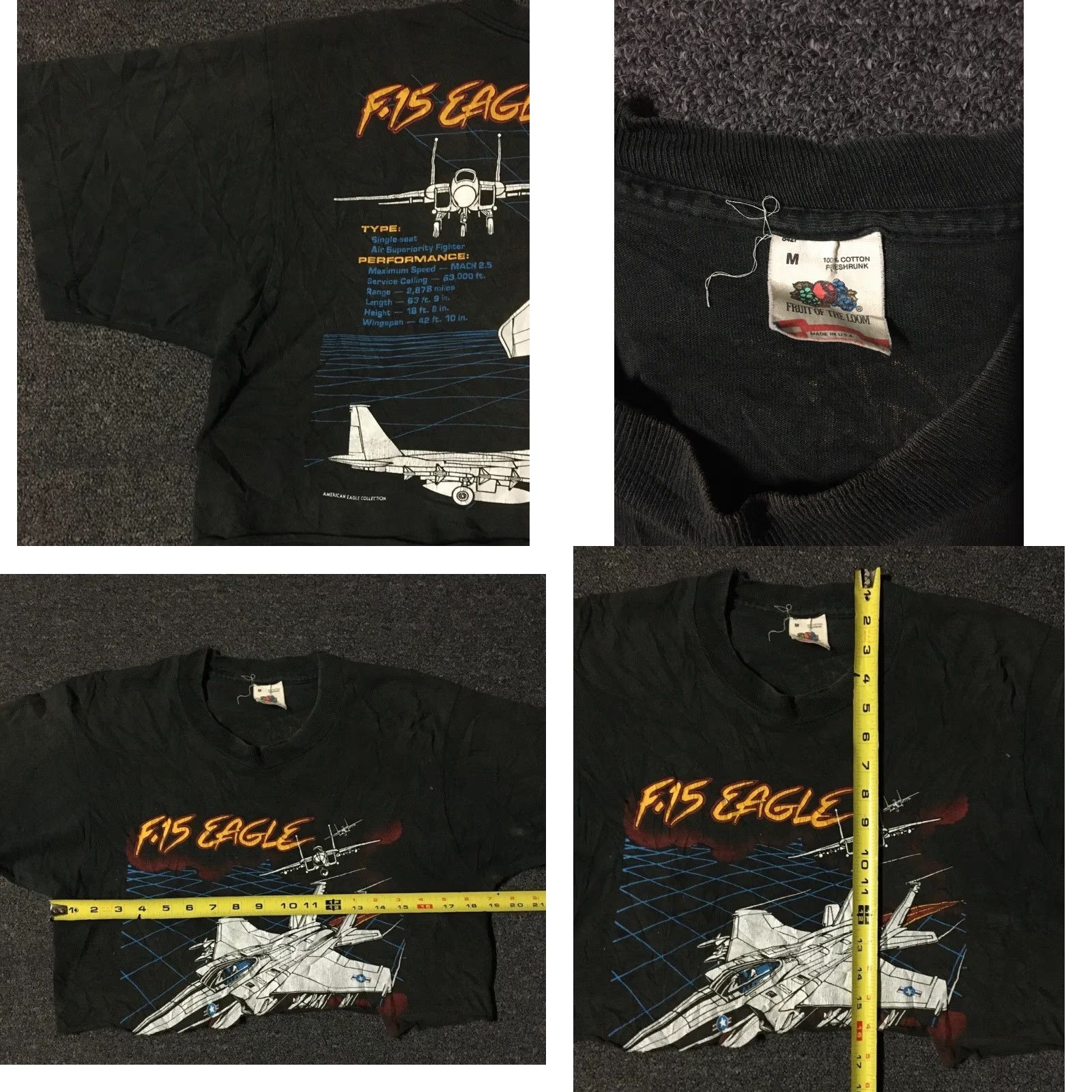 Vintage VINTAGE F-15 Eagle T-Shirt Shirt Crop M USAF Army Biker Grunge 80s 90s Black Womens US Single Stitch Distressed Size M / US 6-8 / IT 42-44 - 8 Thumbnail