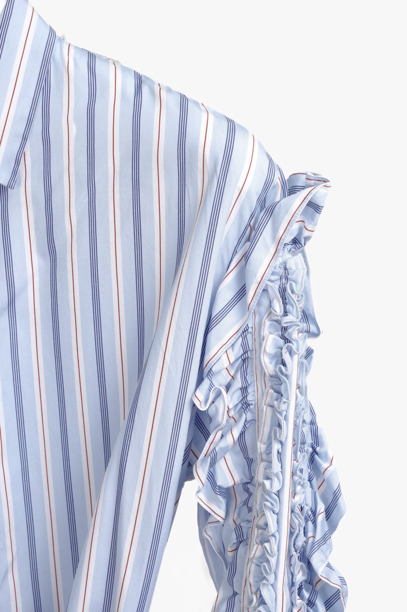 MSGM MSGM Milano Blue Striped Ruffled Arm Shirtdress Size M / US 6-8 / IT 42-44 - 5 Thumbnail