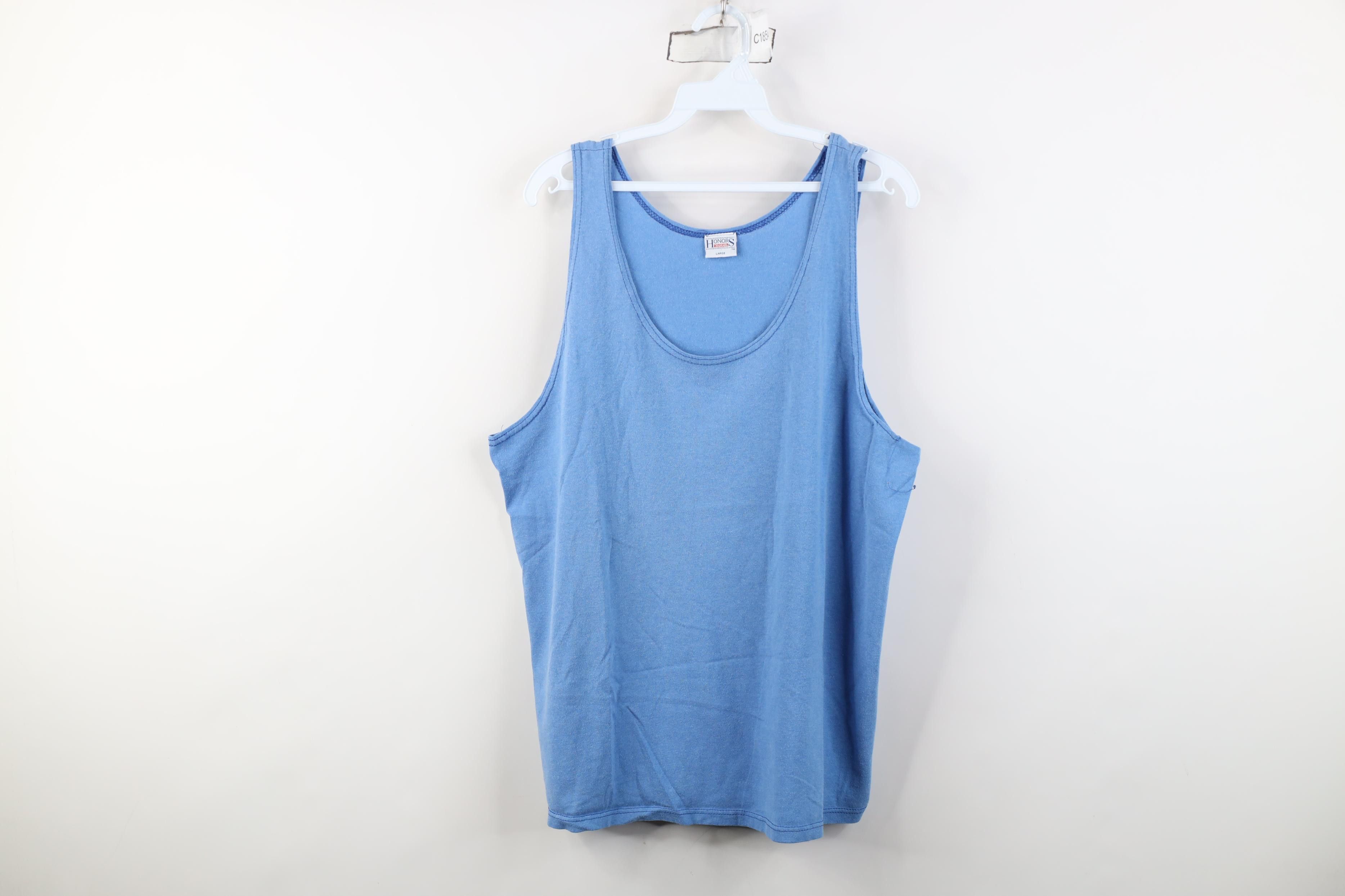 Vintage Vintage 90s Streetwear Faded Blank Tank Top T-Shirt Blue USA Size US L / EU 52-54 / 3 - 1 Thumbnail