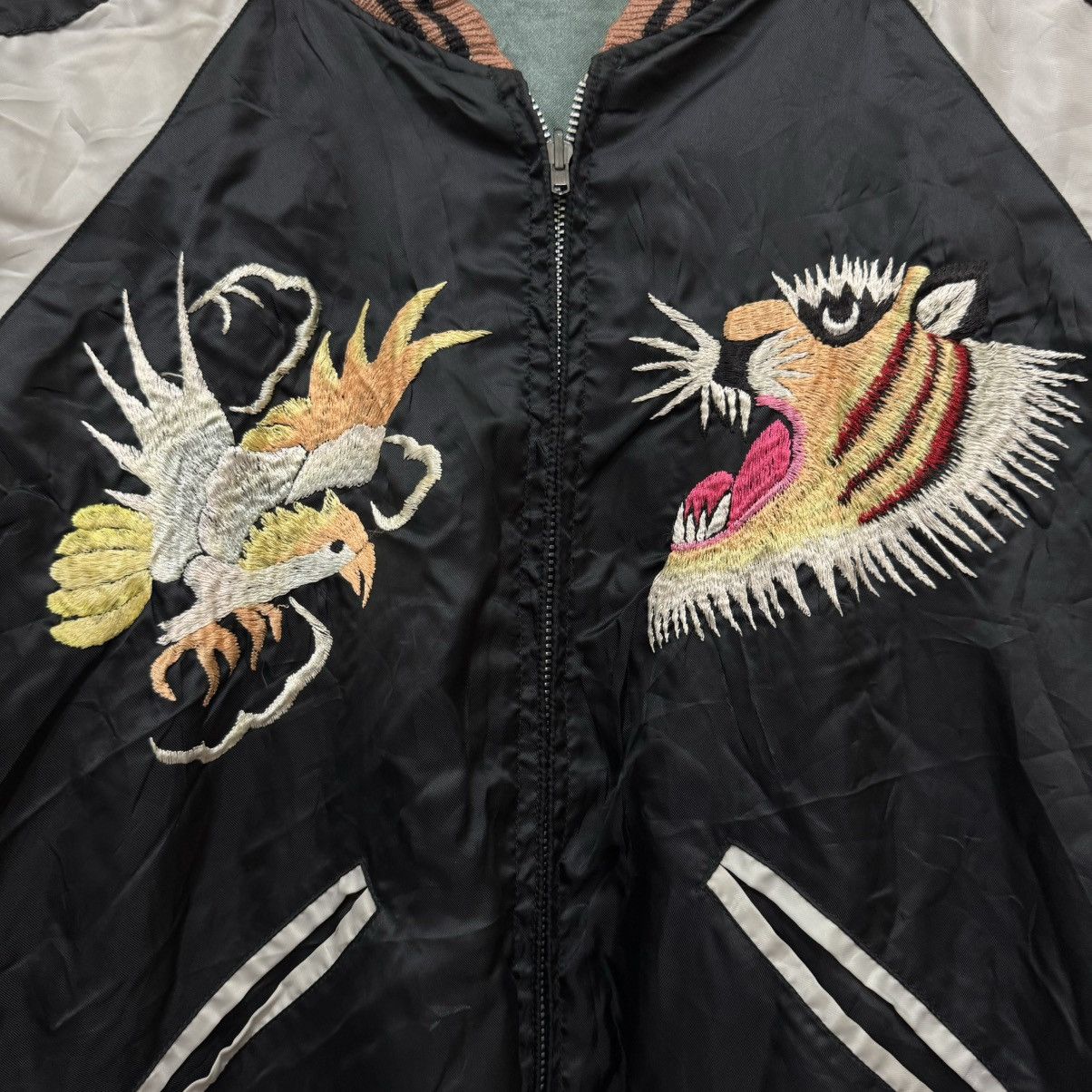 Japanese Brand Vintage 80s Sukajan Jacket CAB Clothing Korea Tour Para-Dice Size US S / EU 44-46 / 1 - 10 Thumbnail